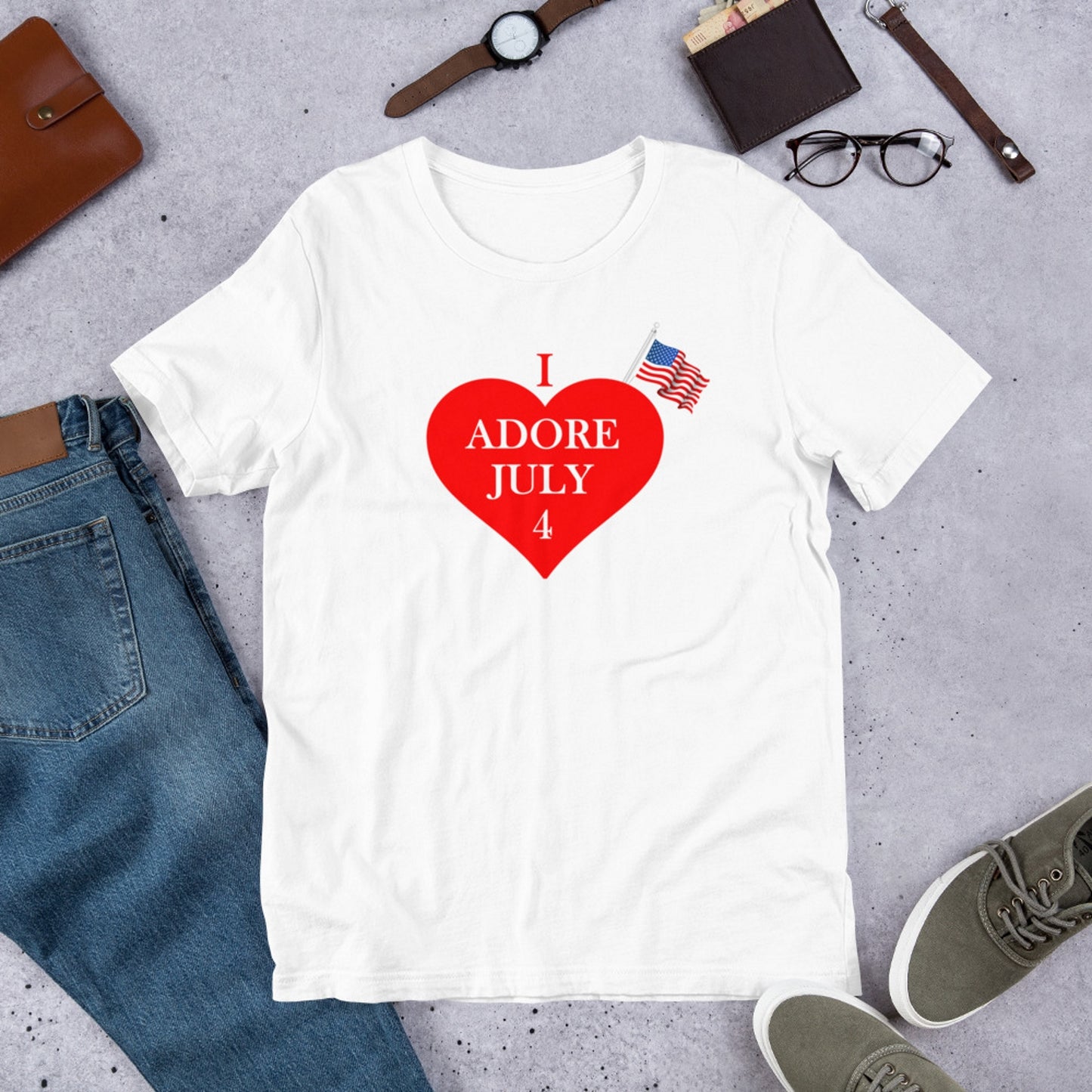 4th July. I Adore July 4. Short-Sleeve Unisex T-Shirt
