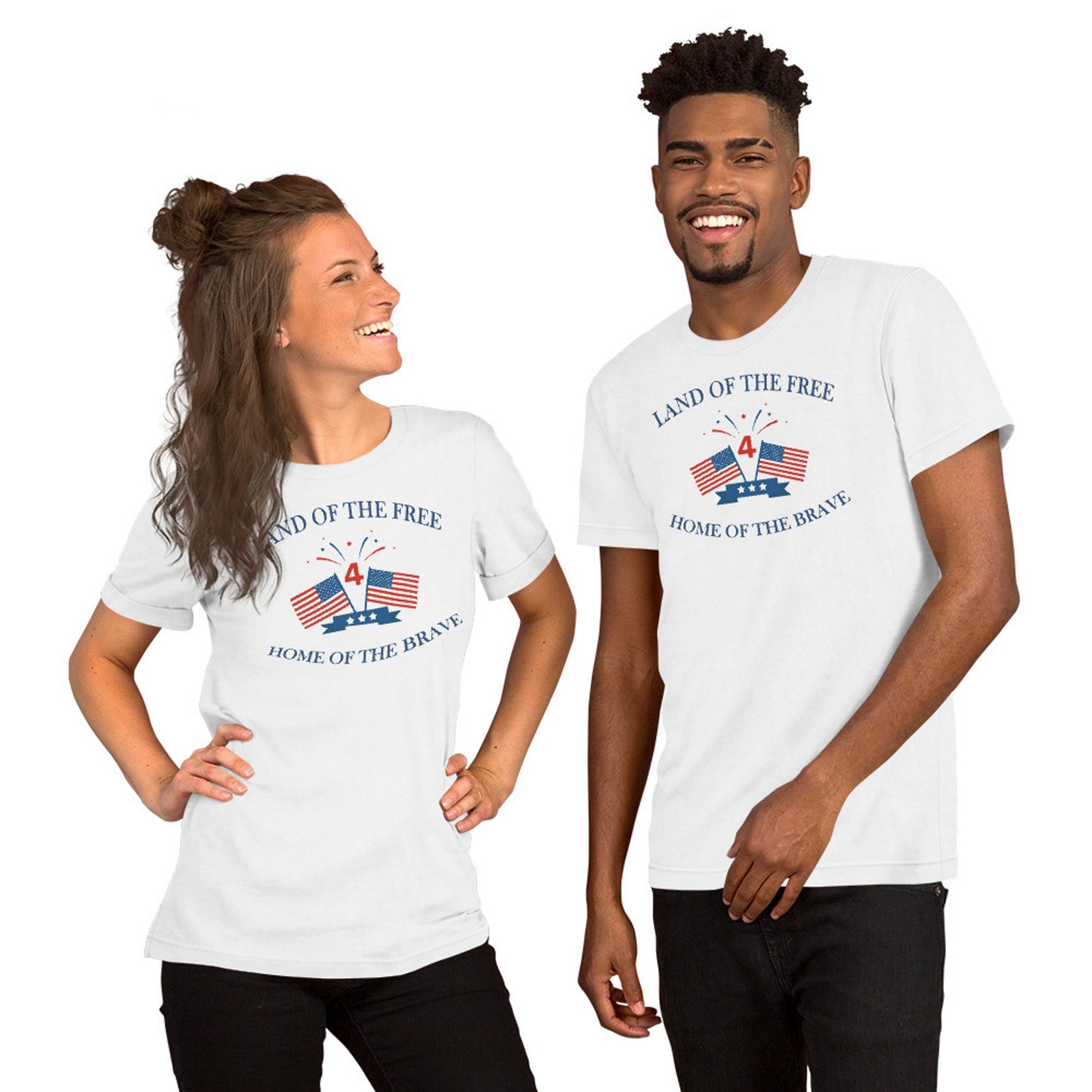 4th of July. Land of the Free, Home of the Brave. Short-Sleeve Unisex T-Shirt