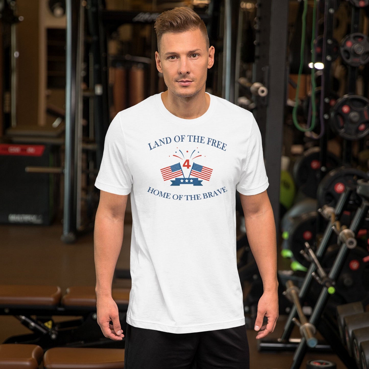 4th of July. Land of the Free, Home of the Brave. Short-Sleeve Unisex T-Shirt