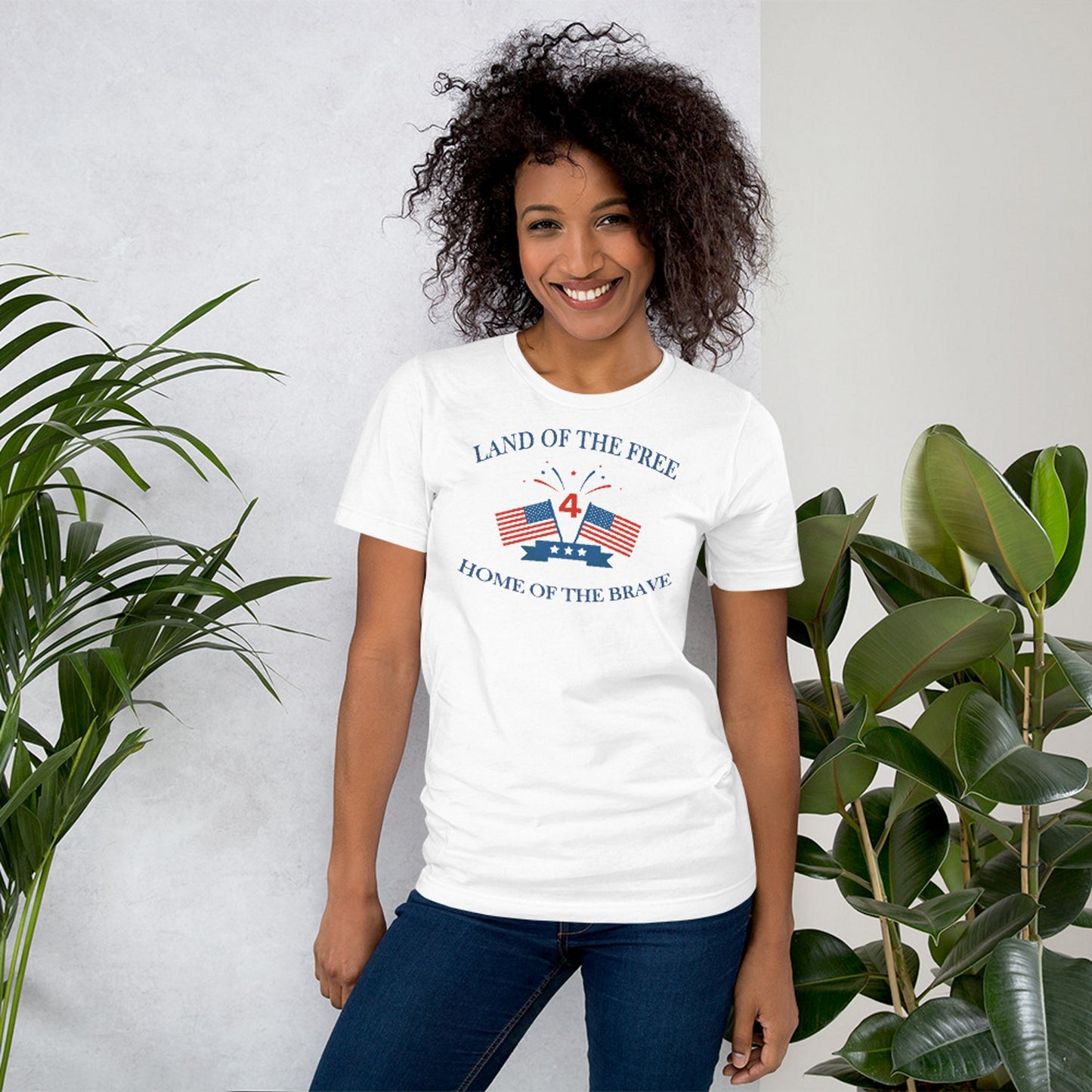 4th of July. Land of the Free, Home of the Brave. Short-Sleeve Unisex T-Shirt