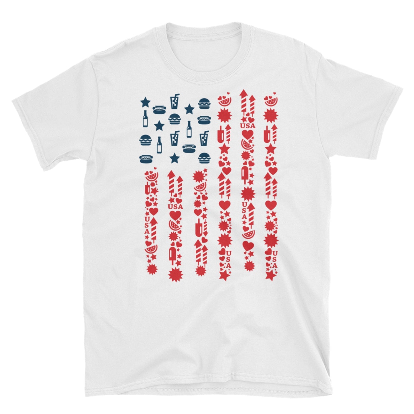 4th of July. American Icons Flag. Short-Sleeve Unisex T-Shirt