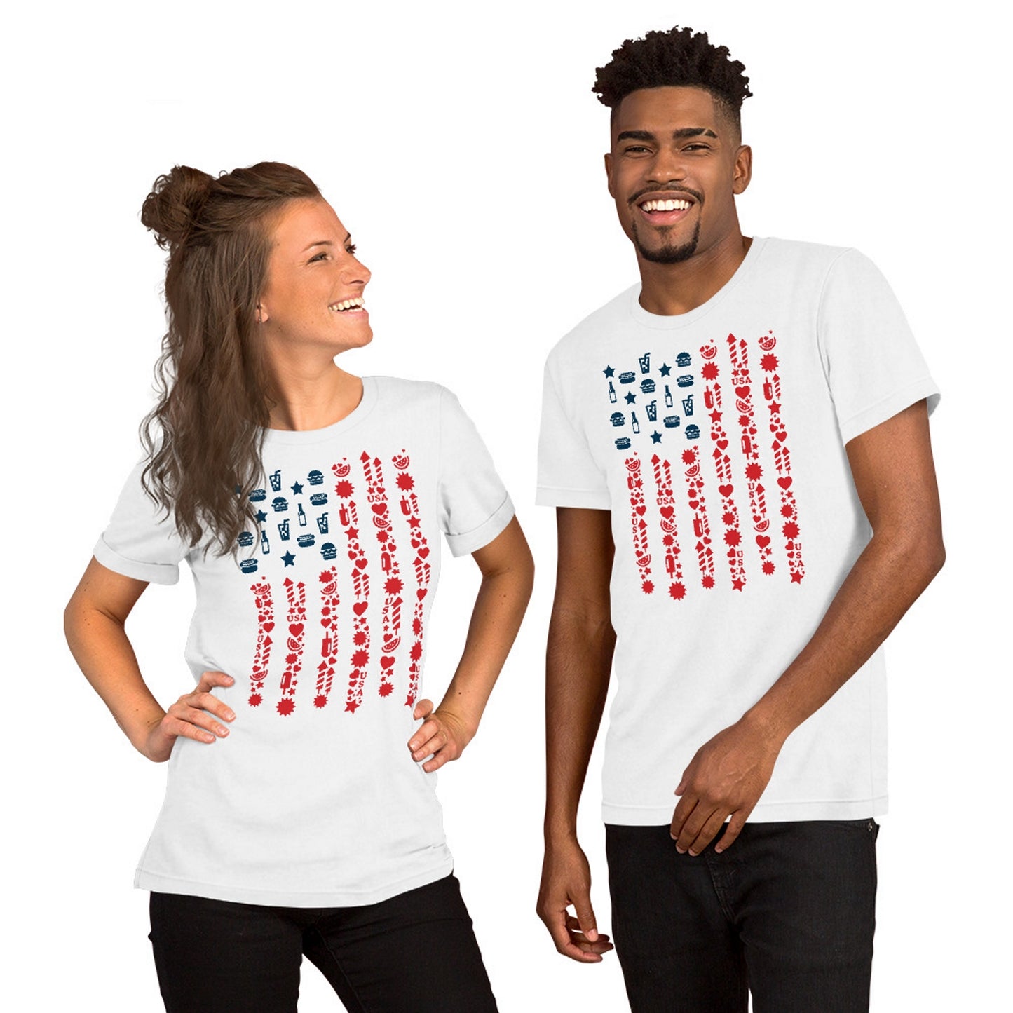 4th of July. American Icons Flag. Short-Sleeve Unisex T-Shirt