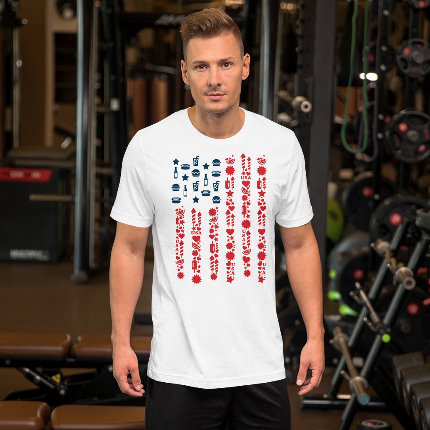 4th of July. American Icons Flag. Short-Sleeve Unisex T-Shirt