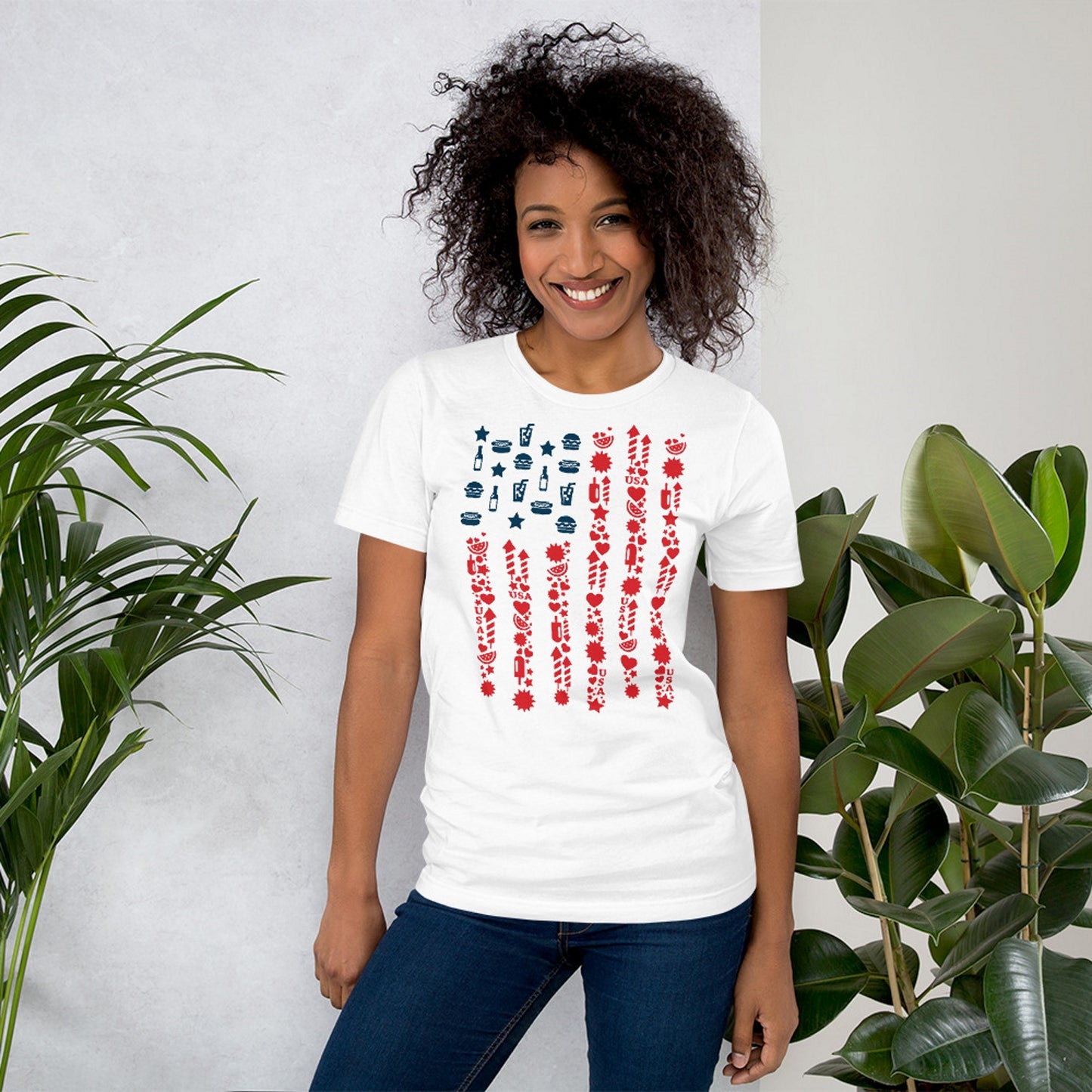 4th of July. American Icons Flag. Short-Sleeve Unisex T-Shirt
