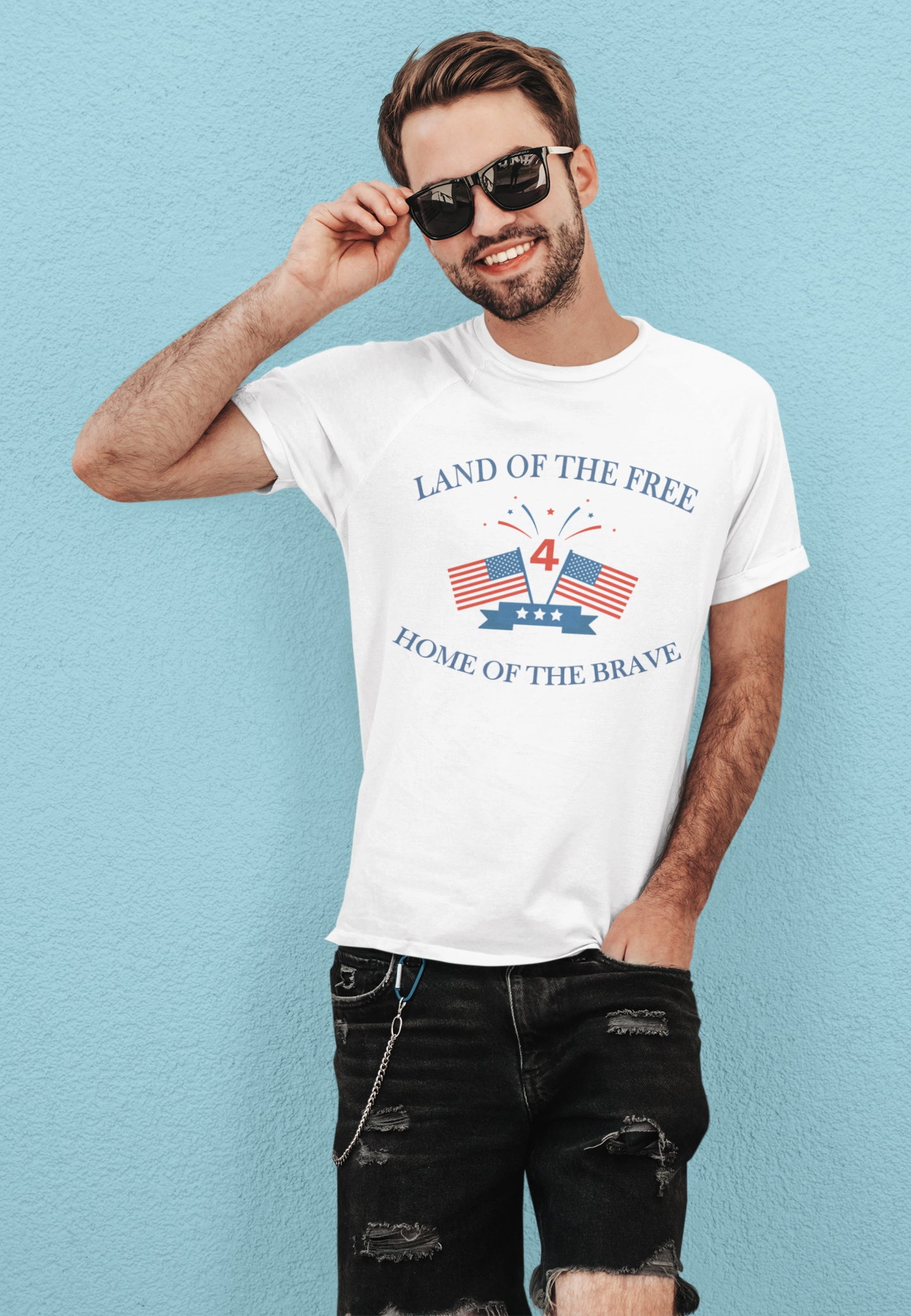 4th of July. Land of the Free, Home of the Brave. Short-Sleeve Unisex T-Shirt