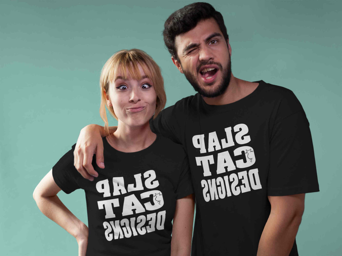 Slap Cat Designs - Mirror Image. Short-Sleeve Unisex T-Shirt