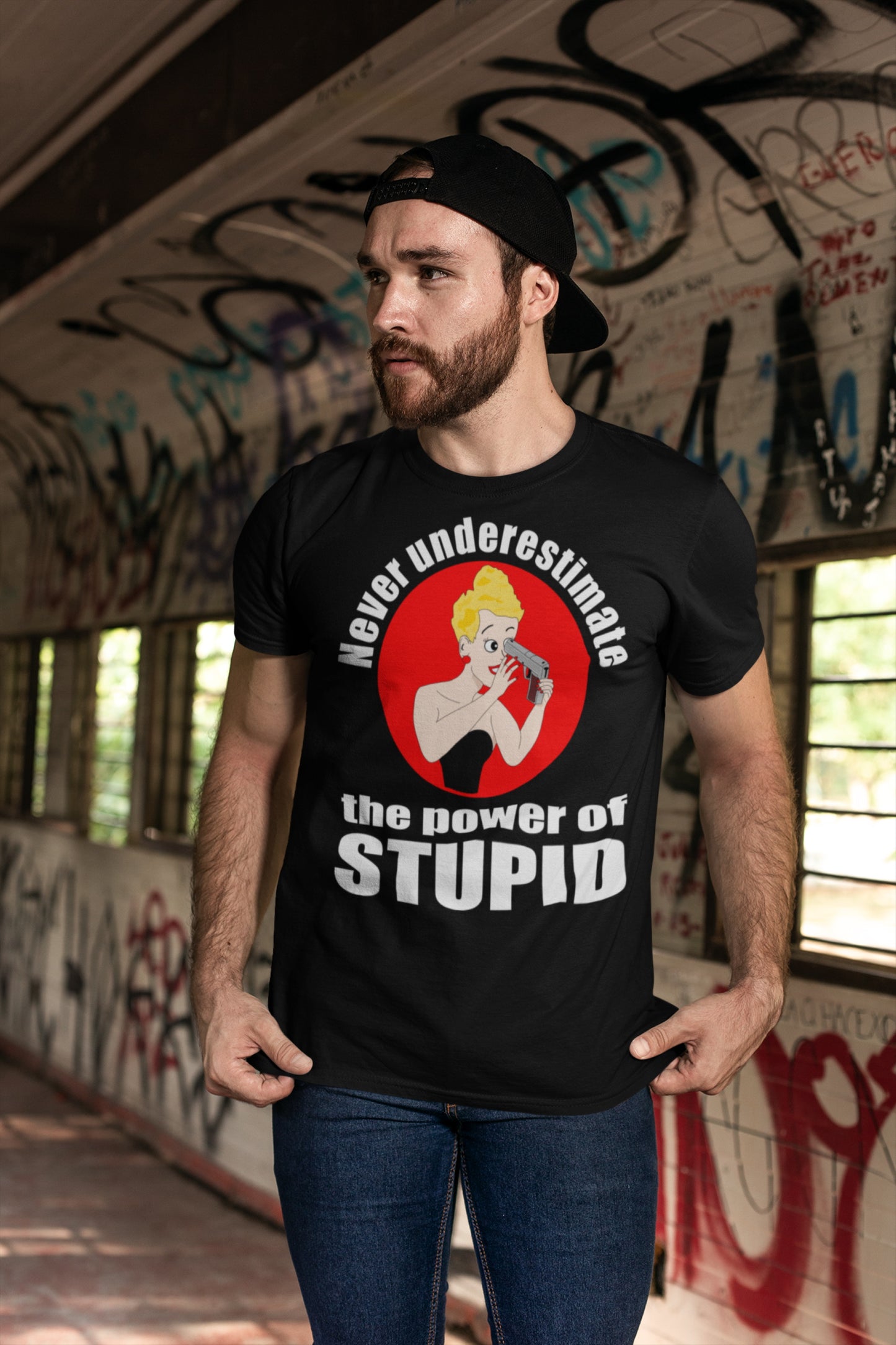 Never Underestimate the Power of Stupid. Short-Sleeve Unisex T-Shirt