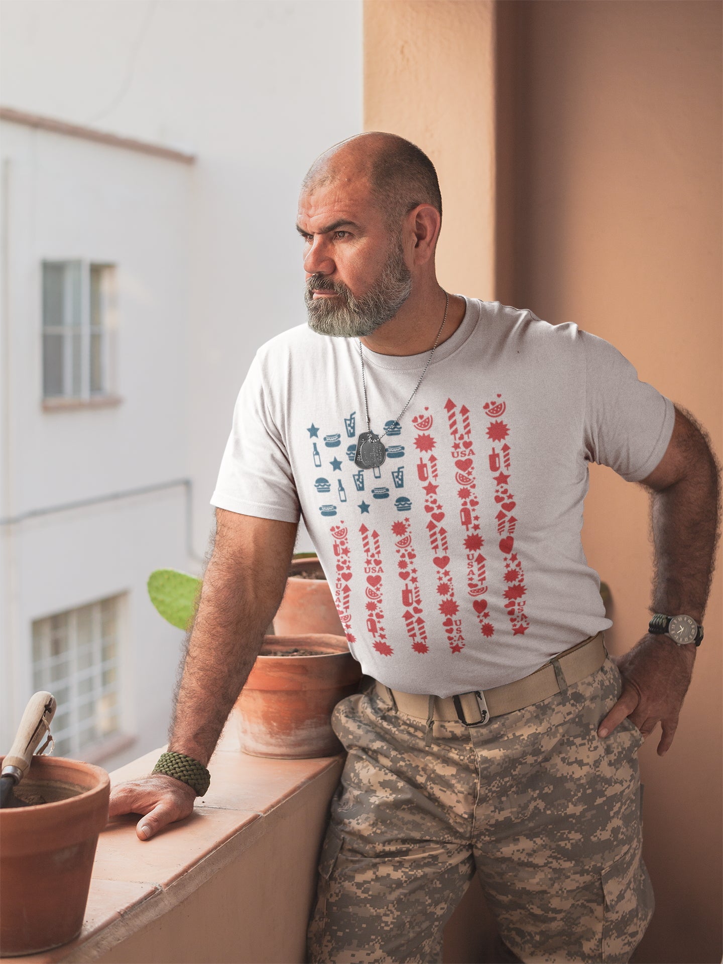 4th of July. American Icons Flag. Short-Sleeve Unisex T-Shirt