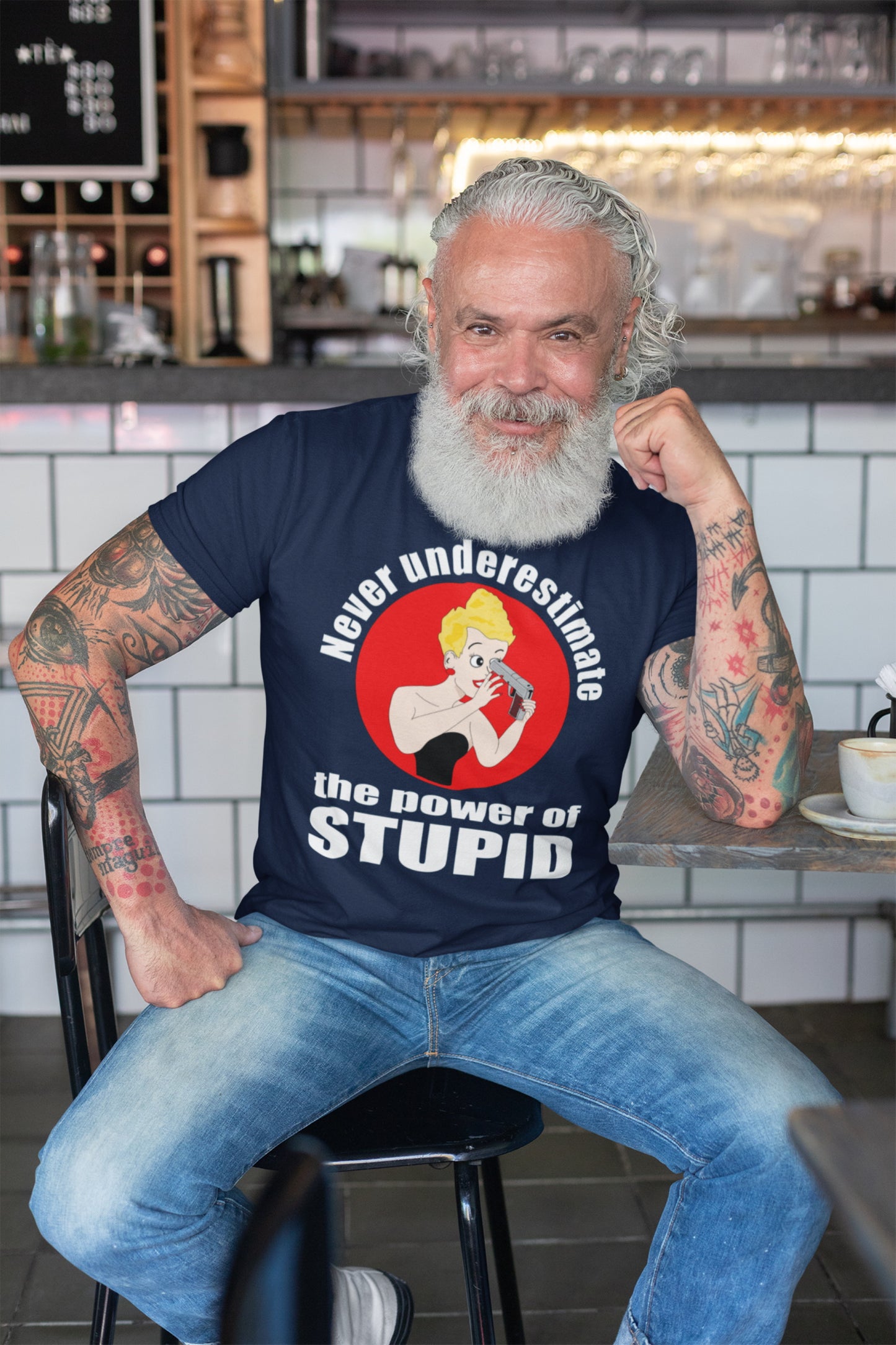 Never Underestimate the Power of Stupid. Short-Sleeve Unisex T-Shirt