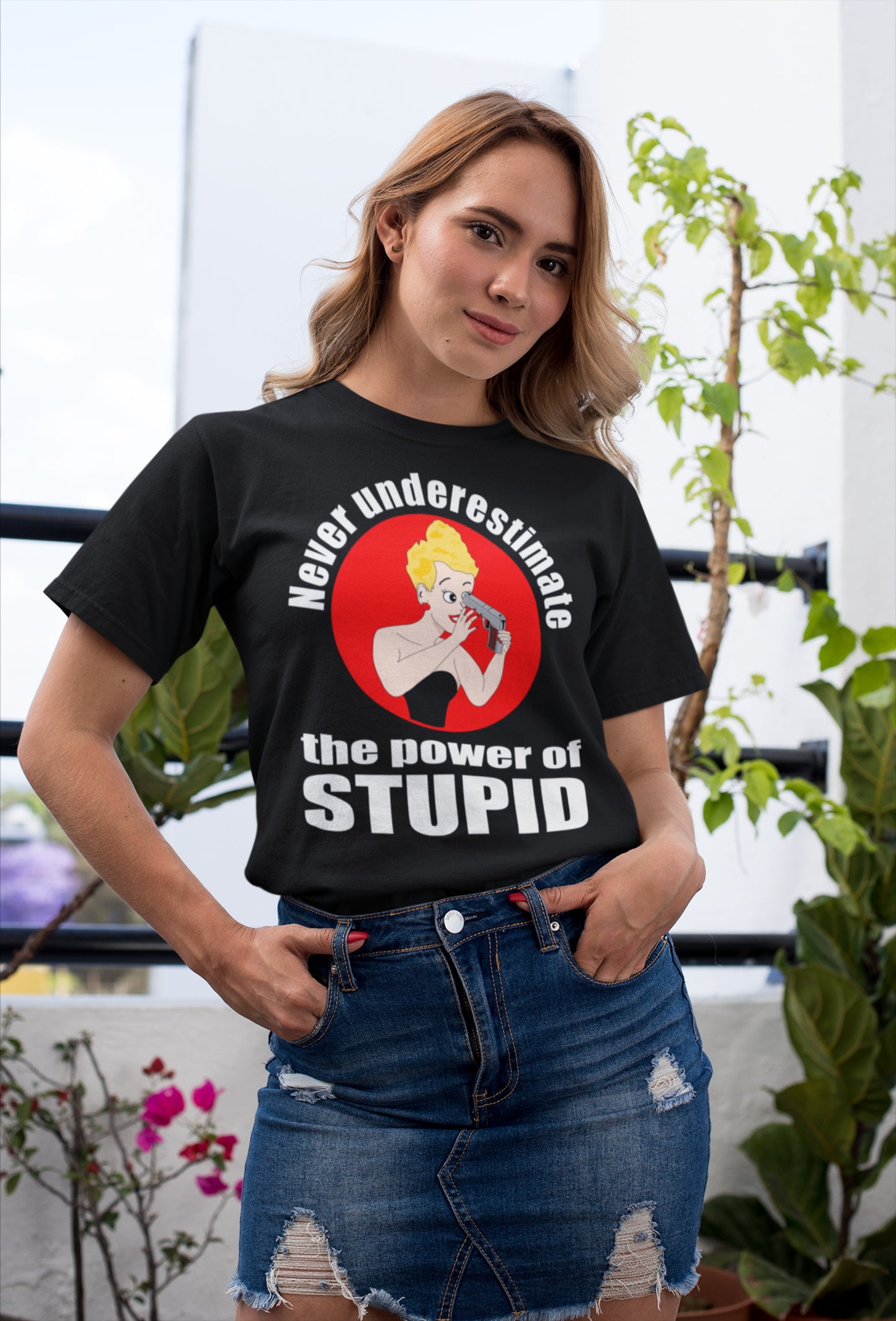 Never Underestimate the Power of Stupid. Short-Sleeve Unisex T-Shirt