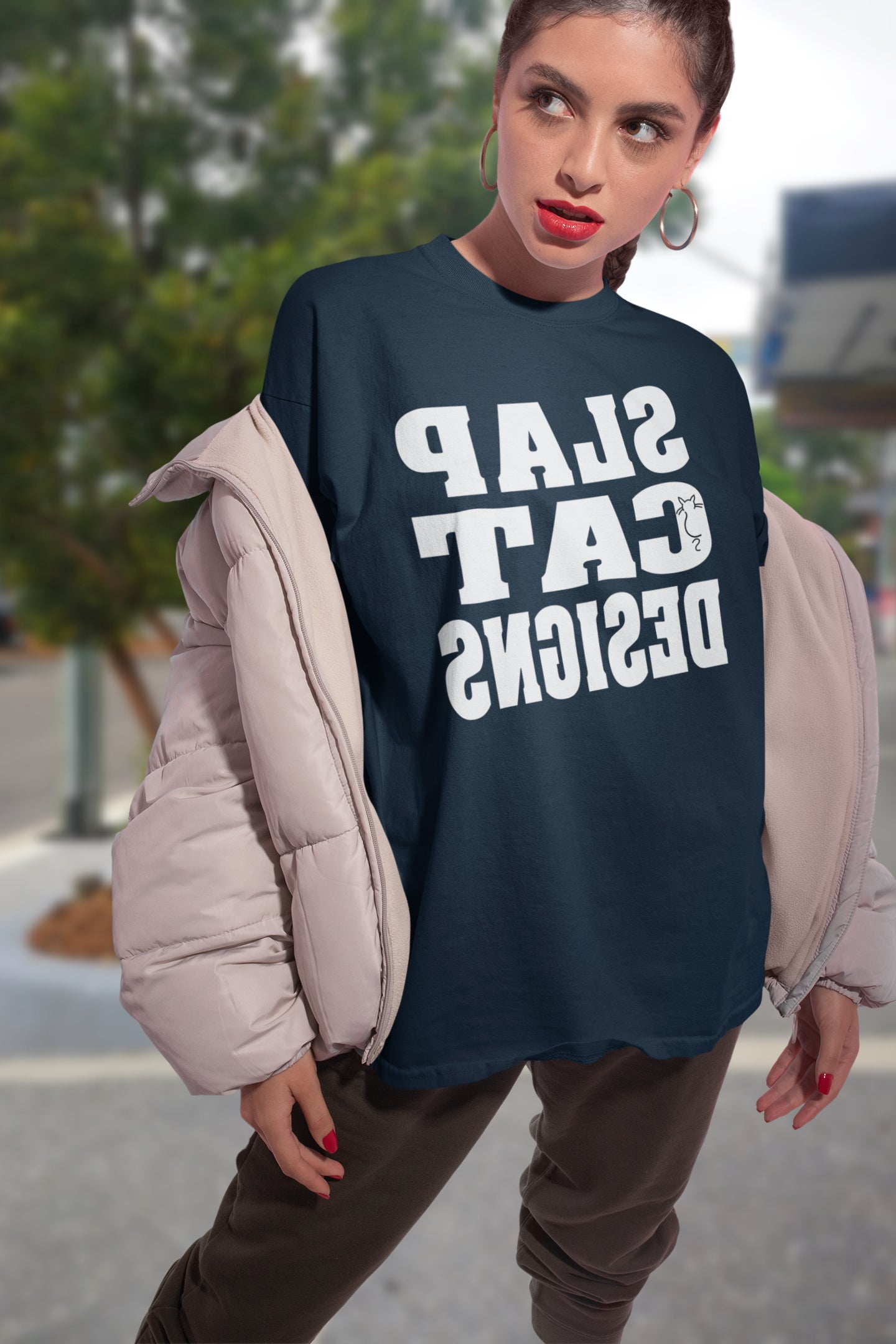Slap Cat Designs - Mirror Image. Short-Sleeve Unisex T-Shirt