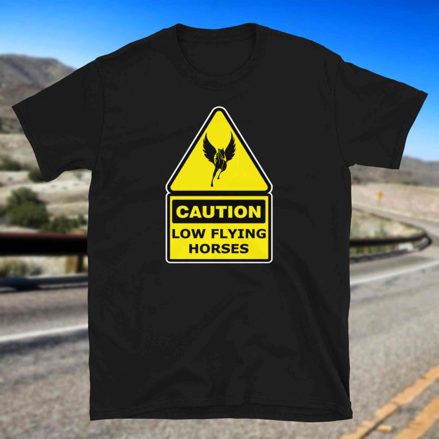 Caution. Low Flying Horse. Short-Sleeve Unisex T-Shirt