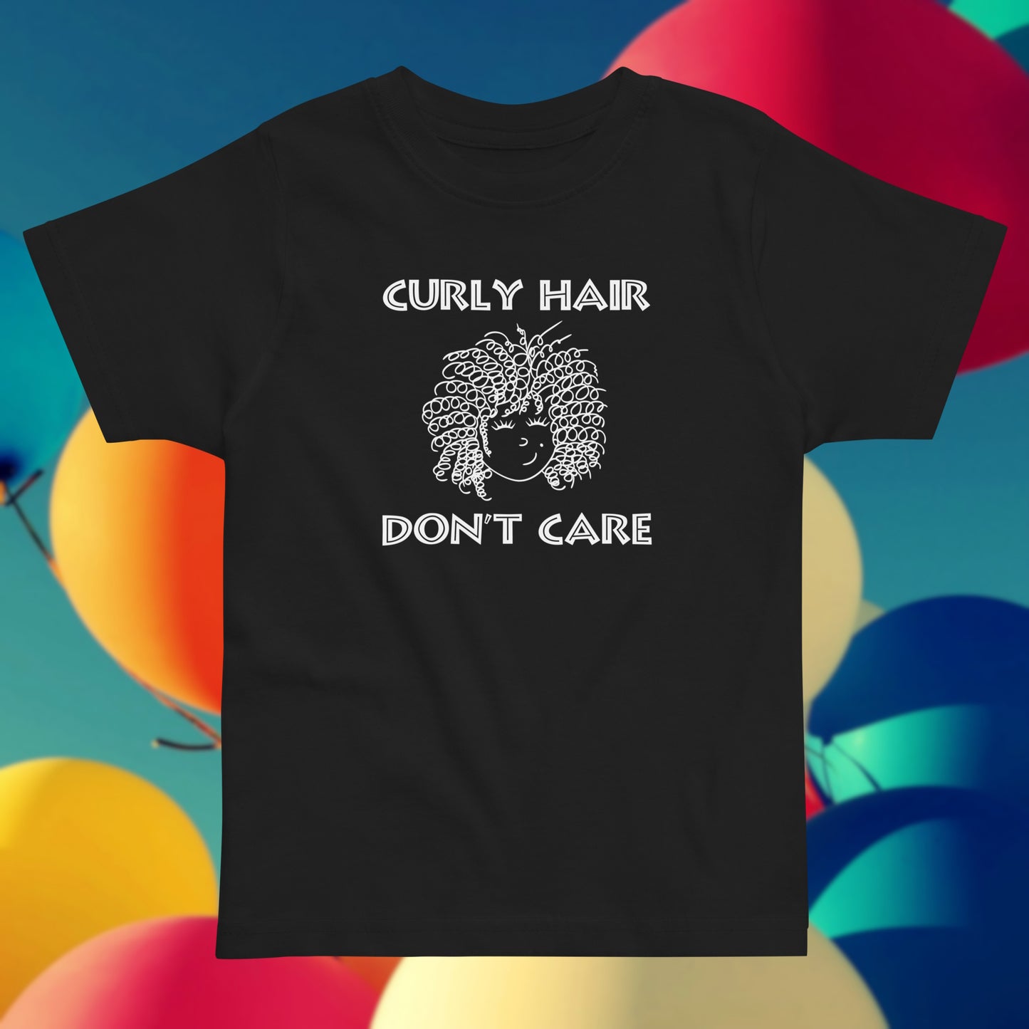 Curly Hair Don't Care. Toddler jersey t-shirt