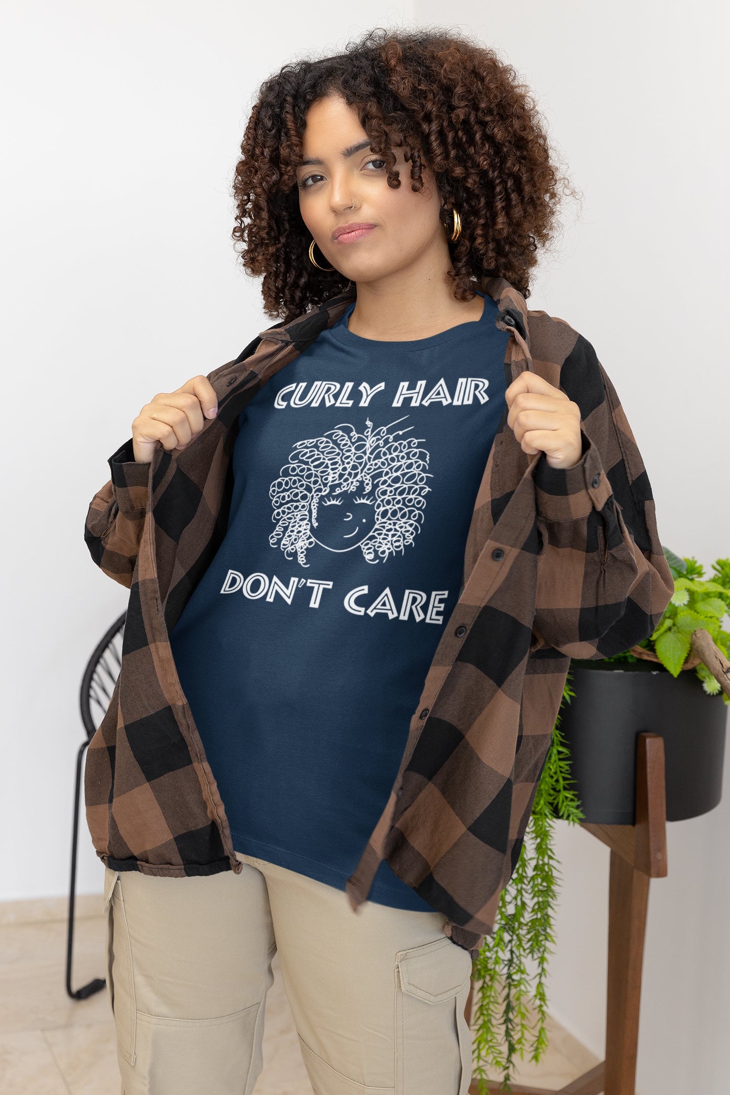 Curly Hair Don't Care. Unisex t-shirt