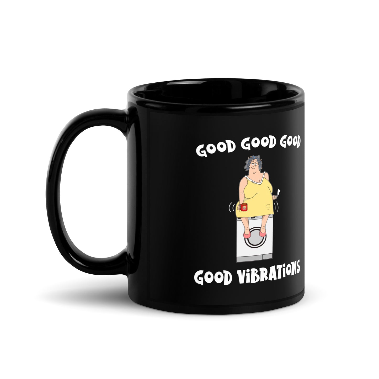 Good Vibrations. Black Glossy Mug