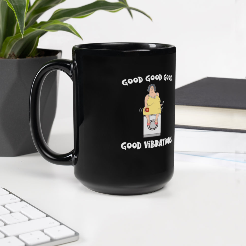 Good Vibrations. Black Glossy Mug