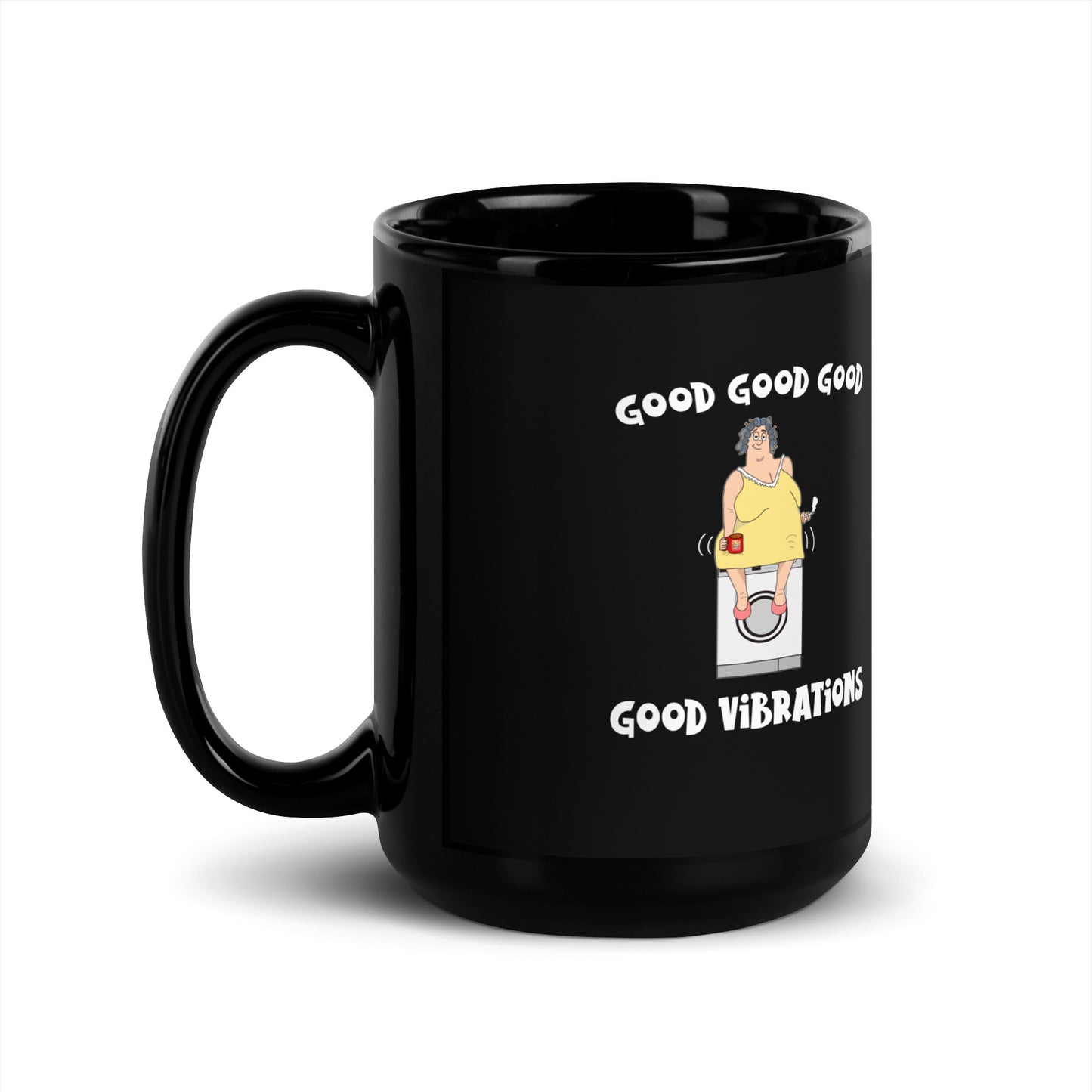 Good Vibrations. Black Glossy Mug