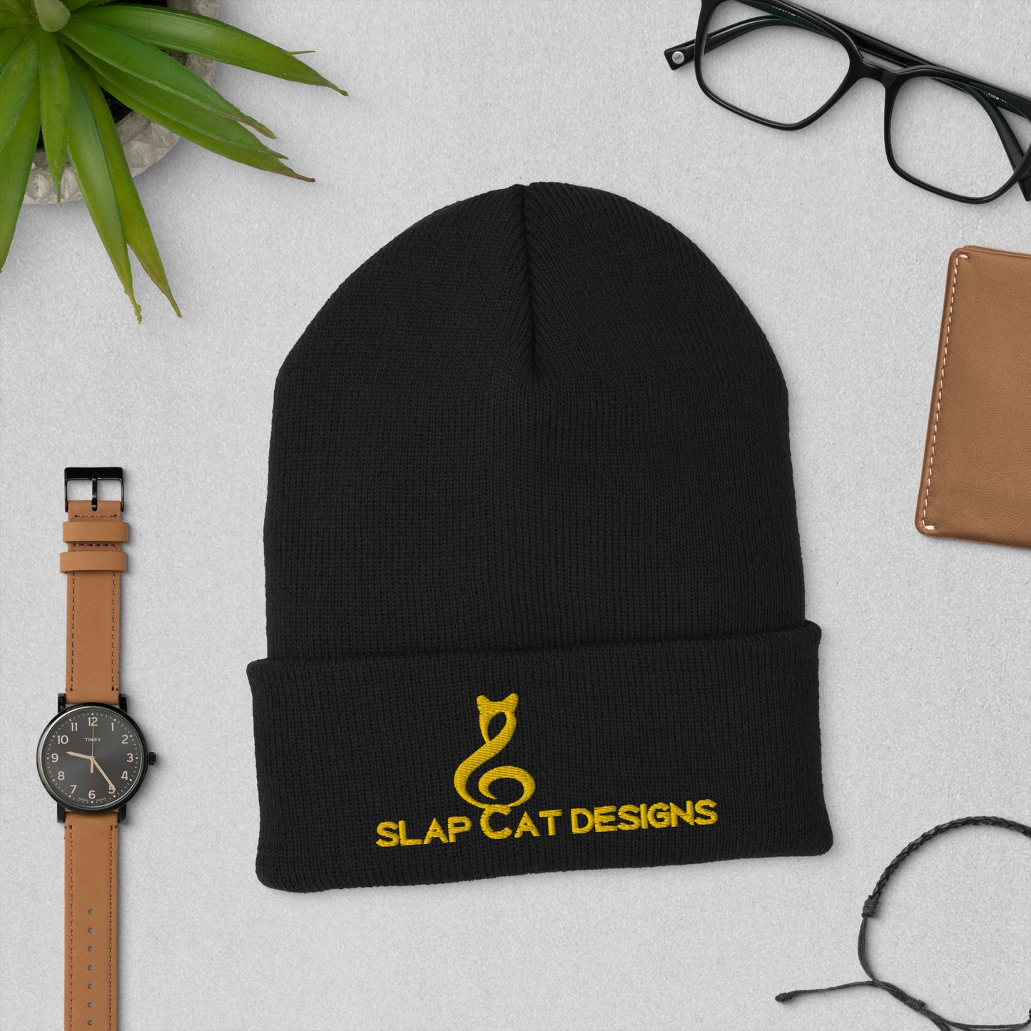 Slap Cat designs Cuffed Beanie