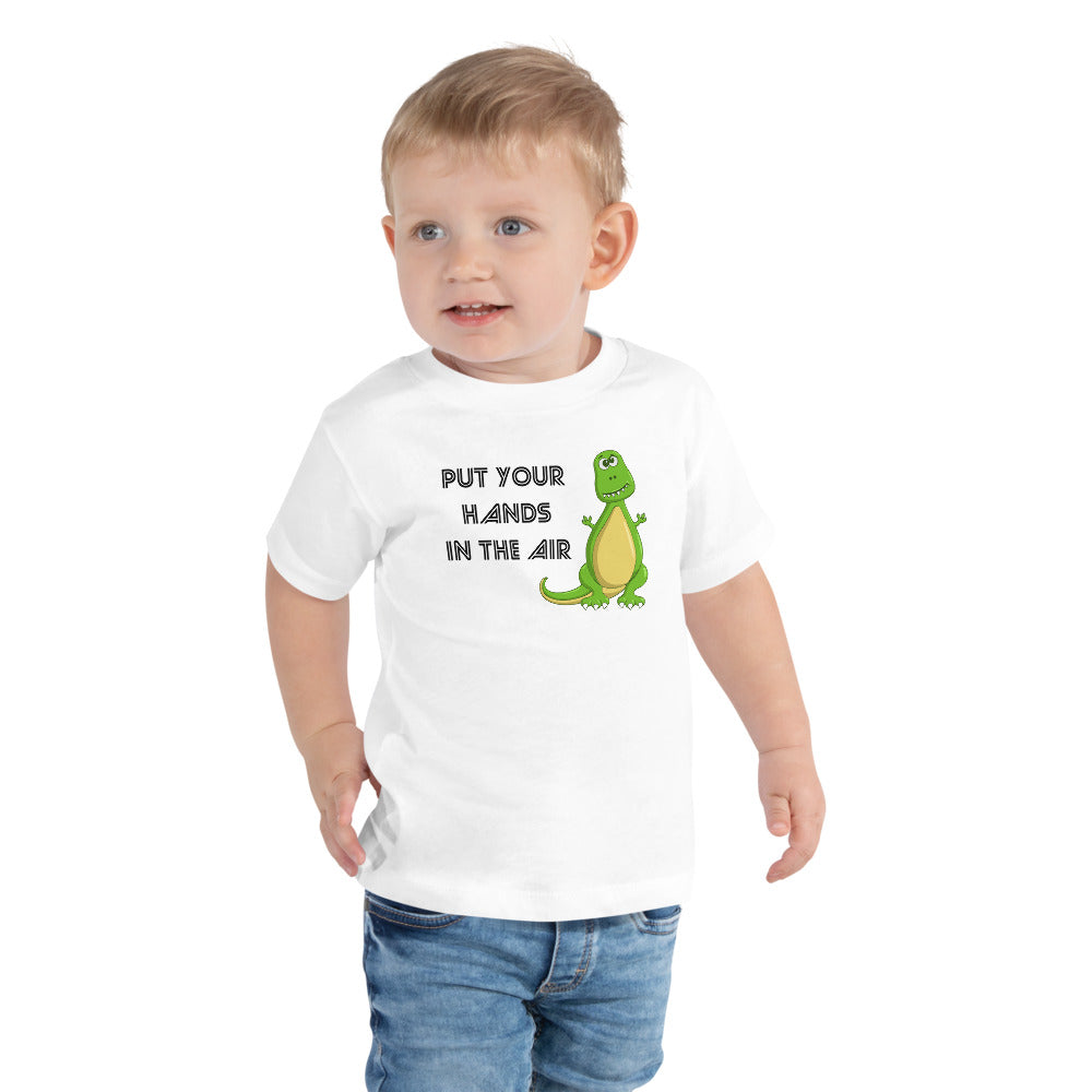 Put Your Hands In The Air. Toddler Dinosaur Short Sleeve Tee