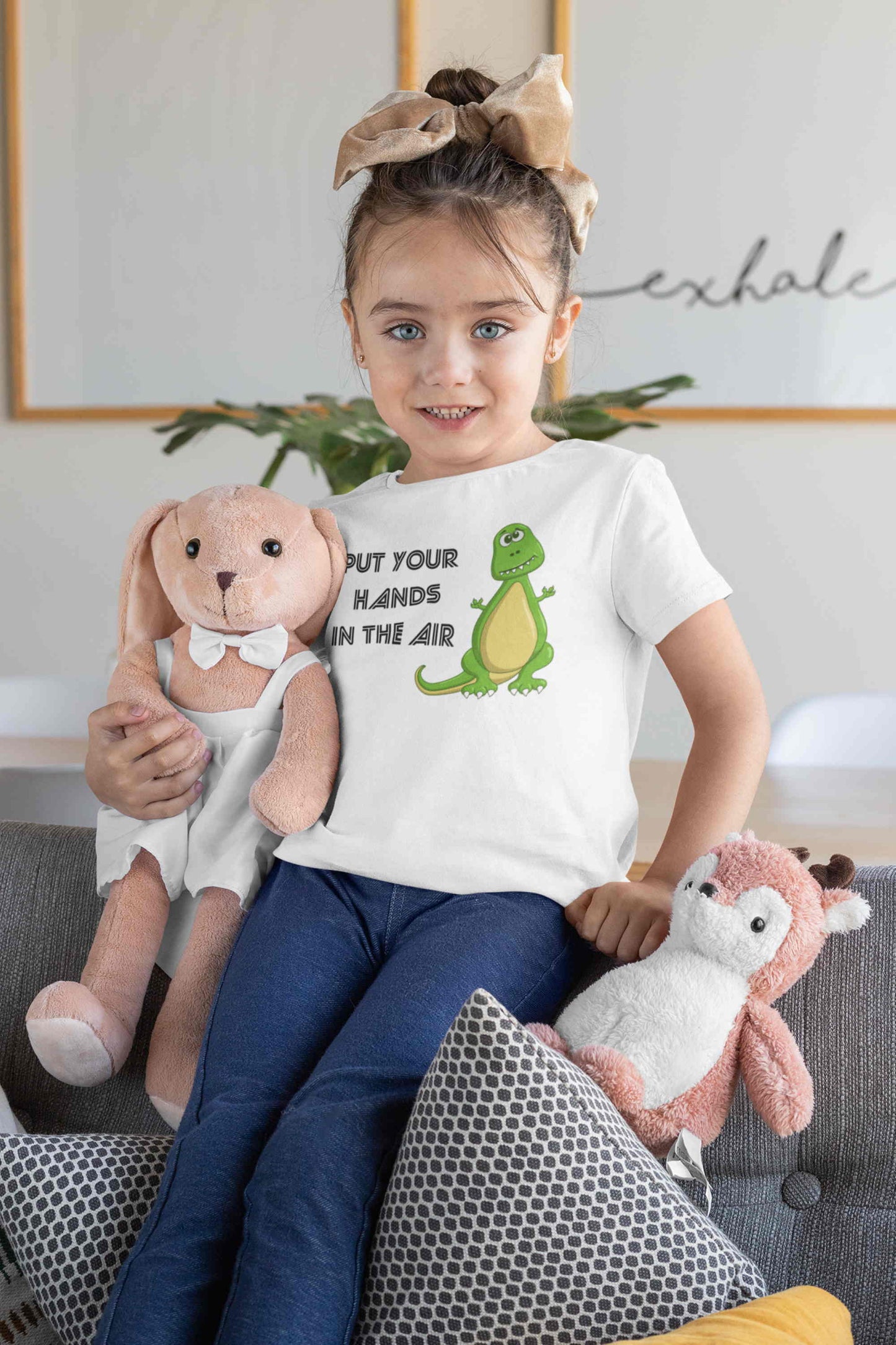 Put Your Hands In The Air. Toddler Dinosaur Short Sleeve Tee