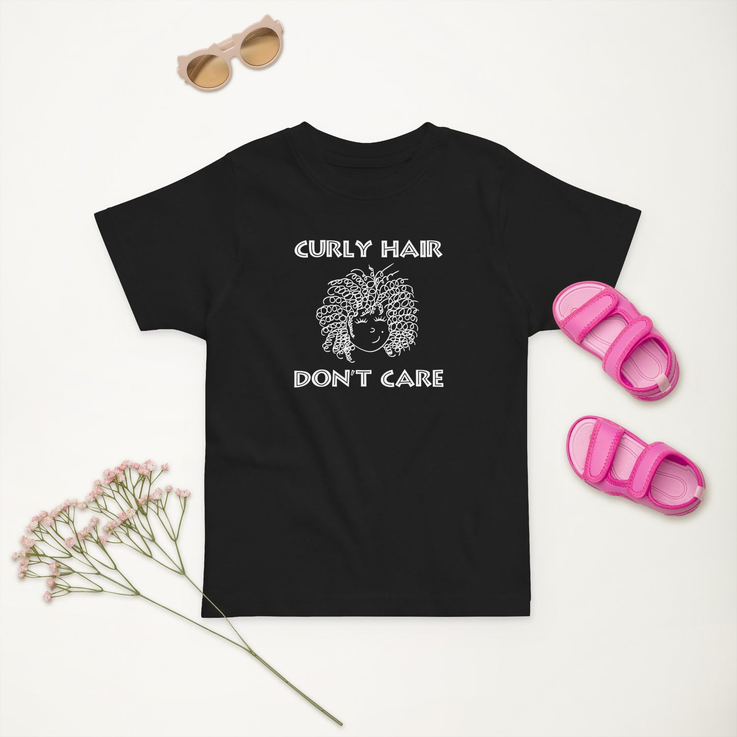 Curly Hair Don't Care. Toddler jersey t-shirt