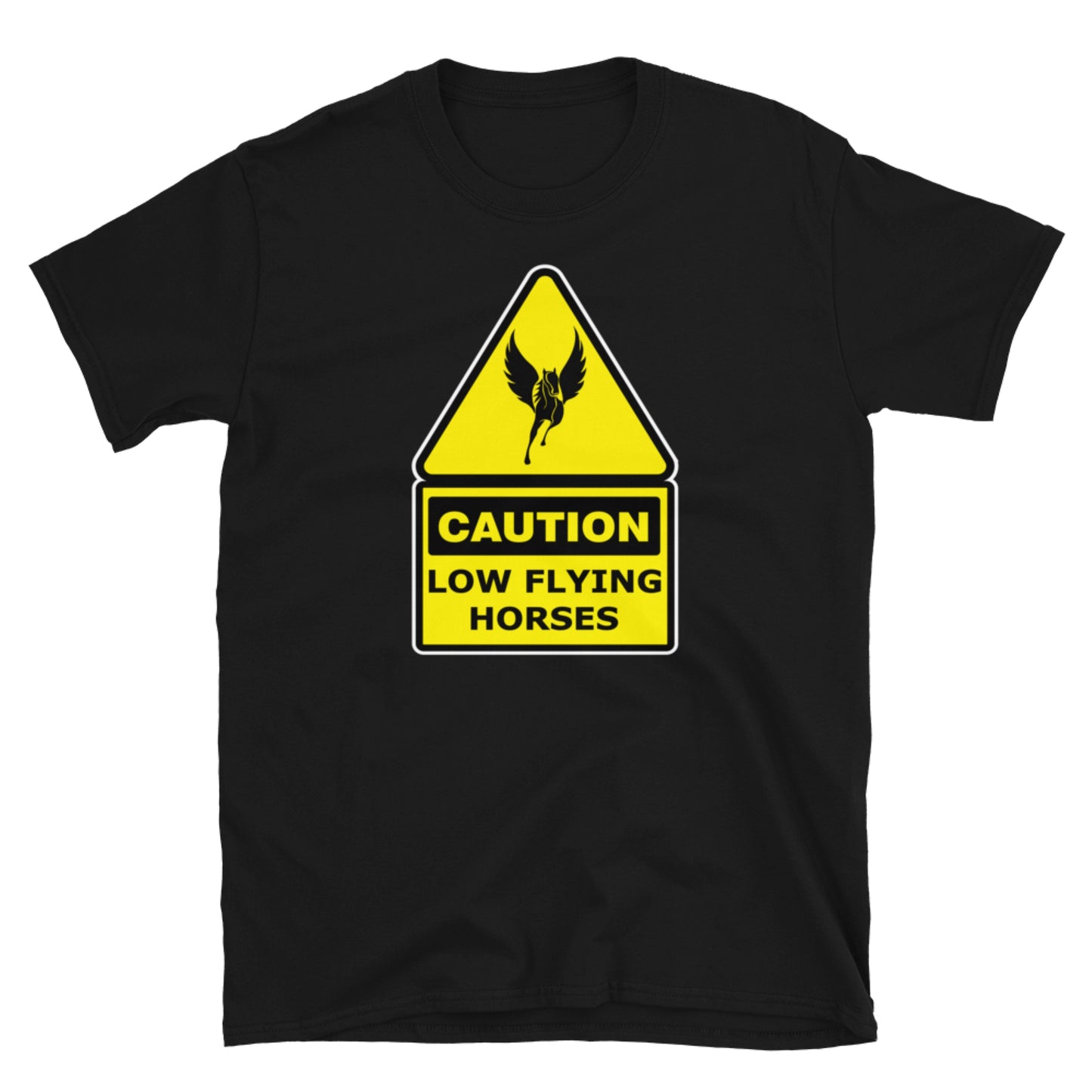 Caution. Low Flying Horse. Short-Sleeve Unisex T-Shirt