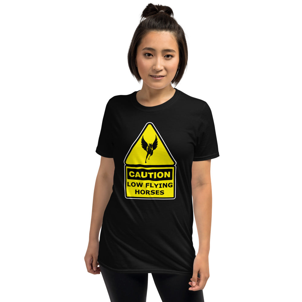 Caution. Low Flying Horse. Short-Sleeve Unisex T-Shirt