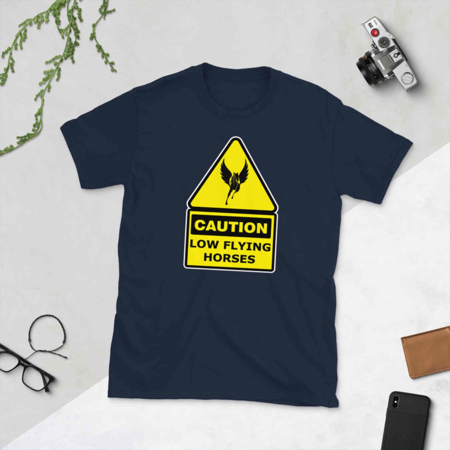 Caution. Low Flying Horse. Short-Sleeve Unisex T-Shirt