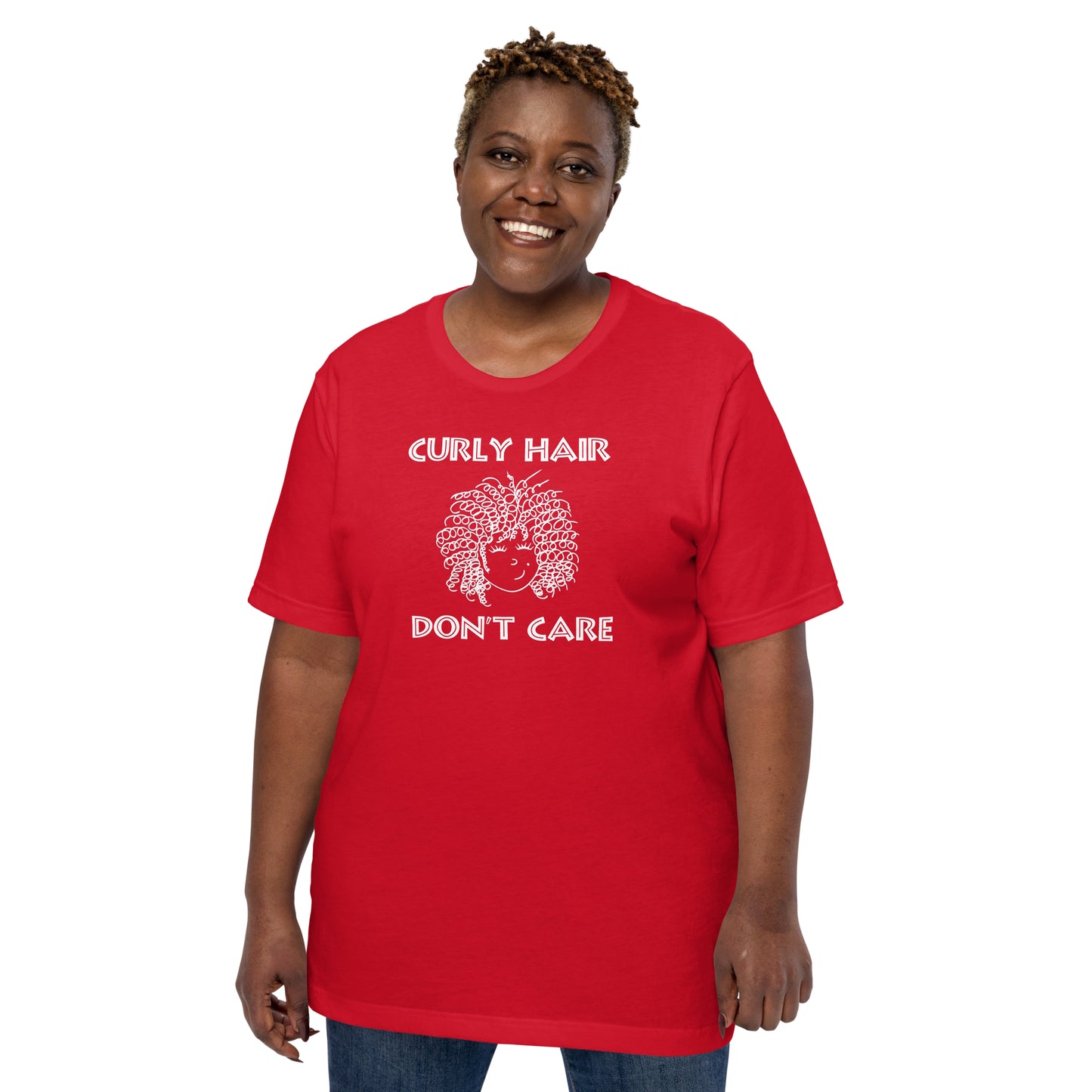 Curly Hair Don't Care. Unisex t-shirt