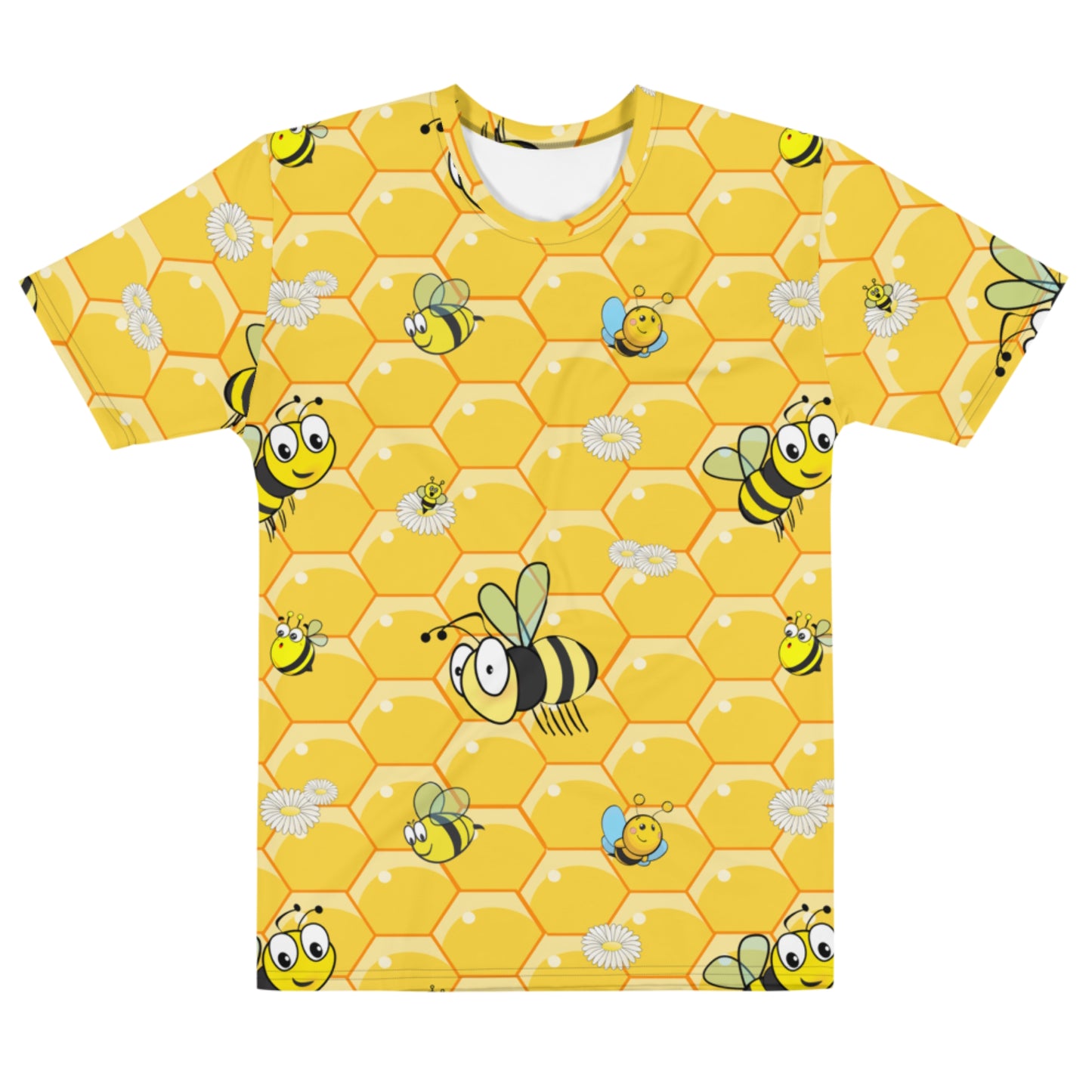 Bees on Honeycomb. All over print T-shirt.