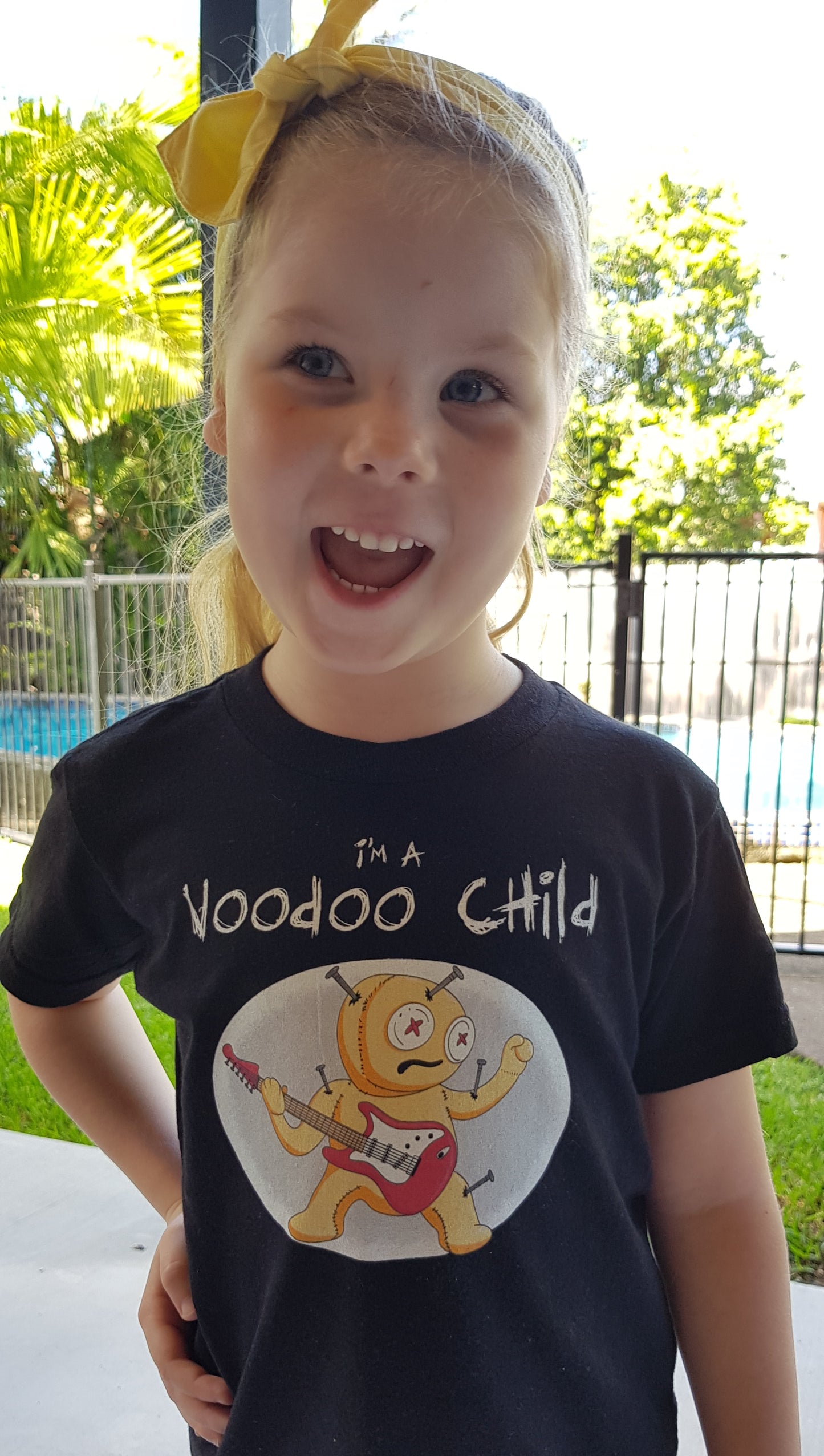 I'm A Voodoo Child. Great kid's shirt for Halloween or rockin' out. Kids Heavy Cotton Tee