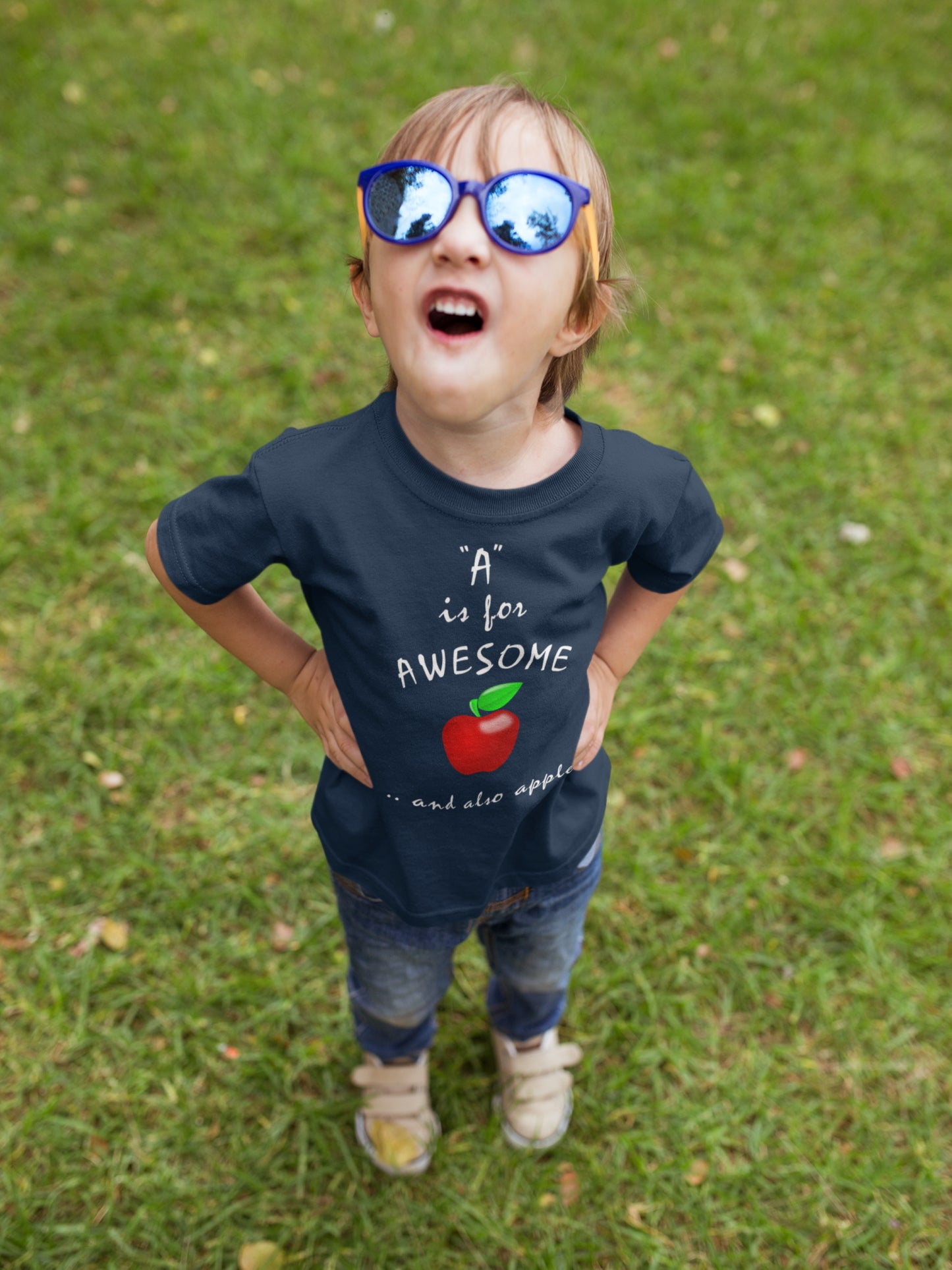 A is for Awesome and also Apple. Kids Heavy Cotton™ Tee