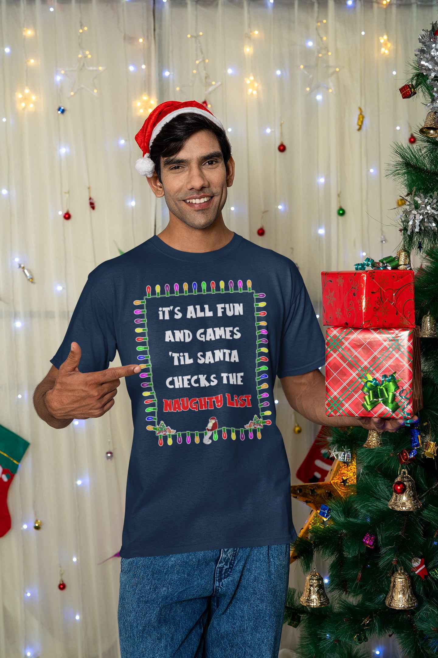 It's All Fun And Games 'Til Santa Checks The Naughty List. Adult T-shirt