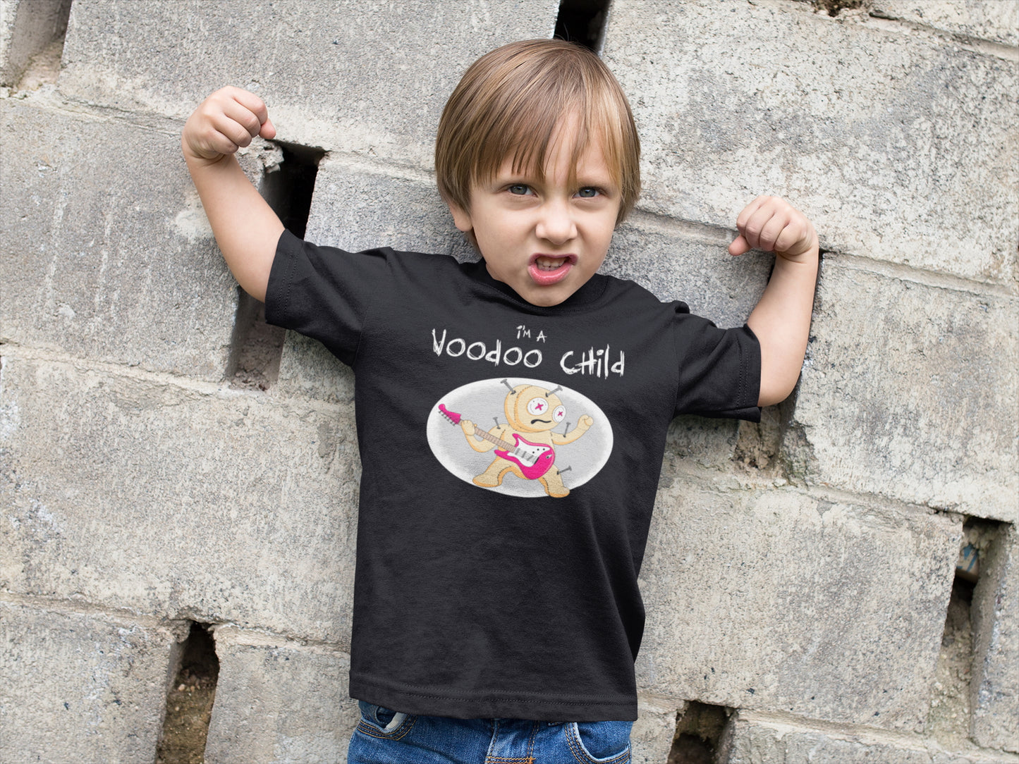 I'm A Voodoo Child. Great kid's shirt for Halloween or rockin' out. Kids Heavy Cotton Tee