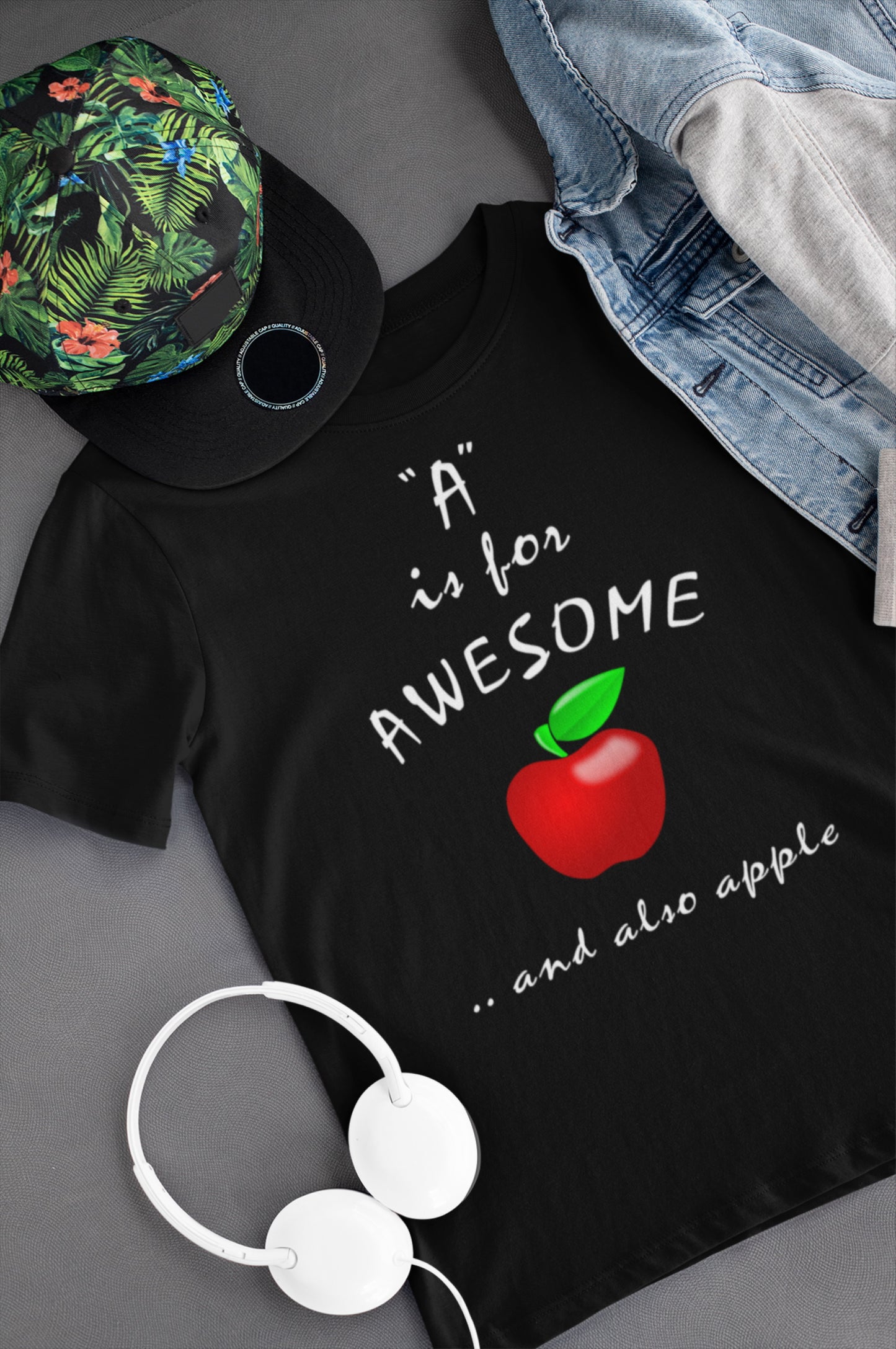 A is for Awesome and also Apple. Kids Heavy Cotton™ Tee