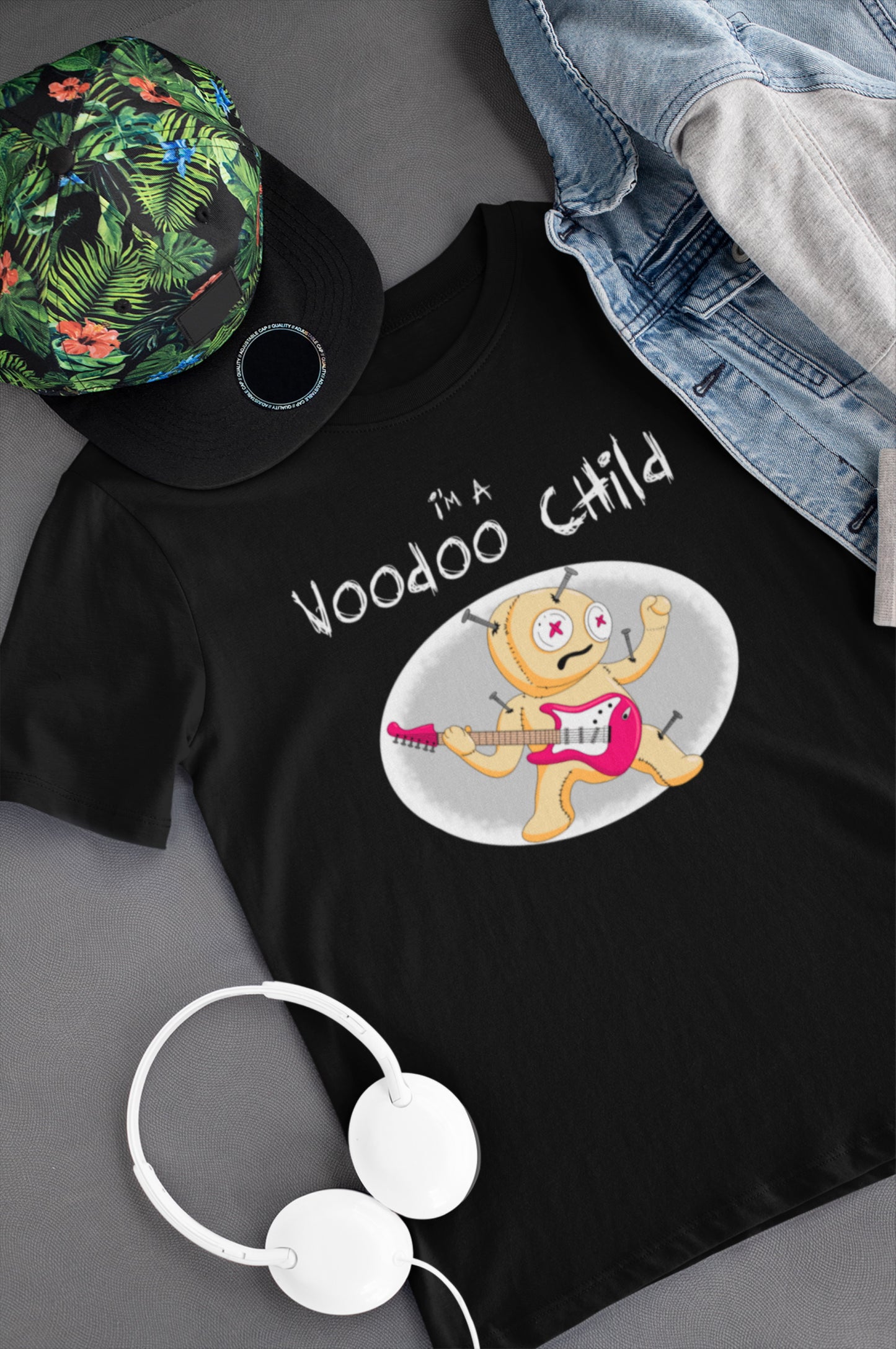 I'm A Voodoo Child. Great kid's shirt for Halloween or rockin' out. Kids Heavy Cotton Tee