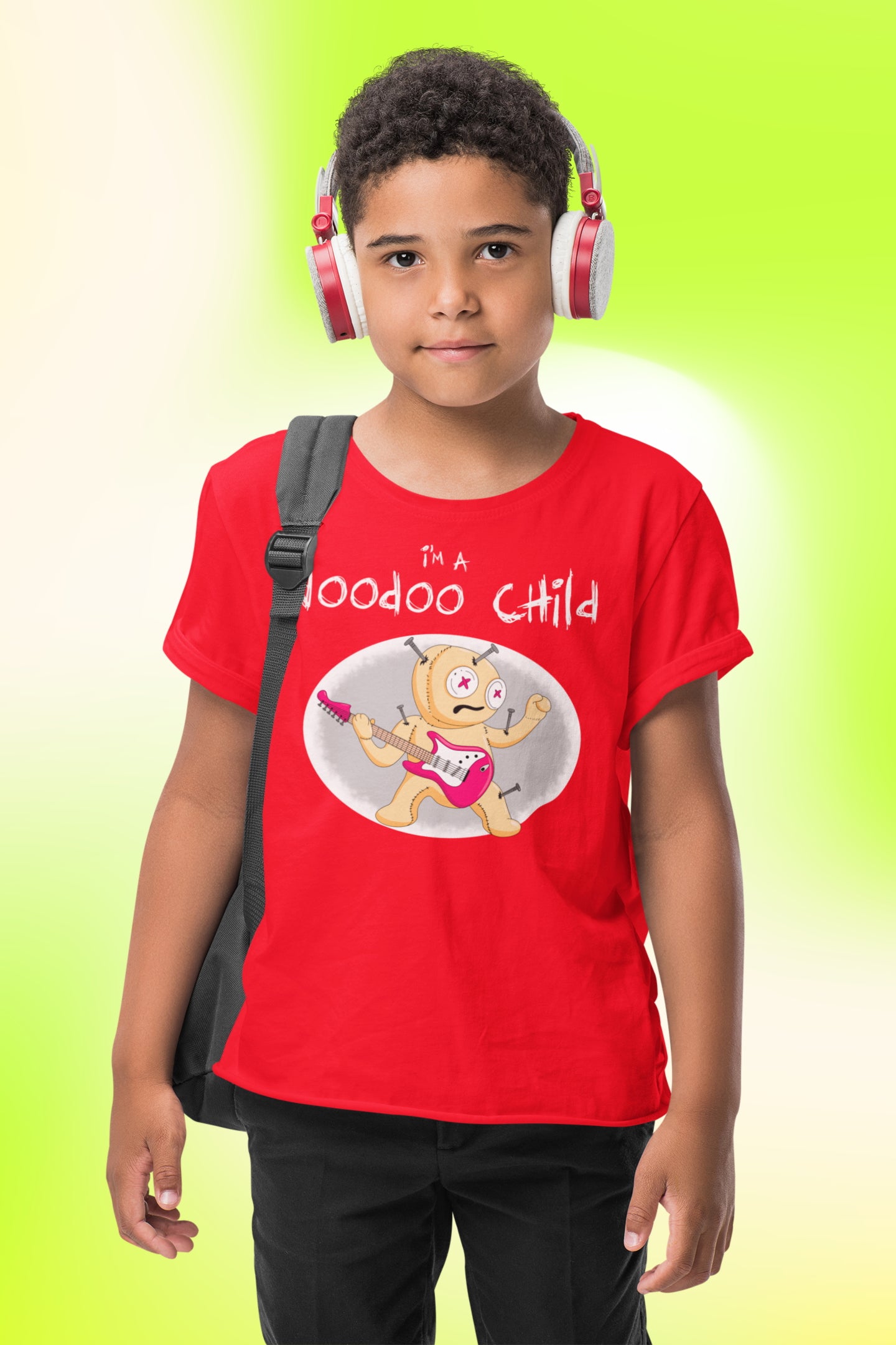 I'm A Voodoo Child. Great kid's shirt for Halloween or rockin' out. Kids Heavy Cotton Tee