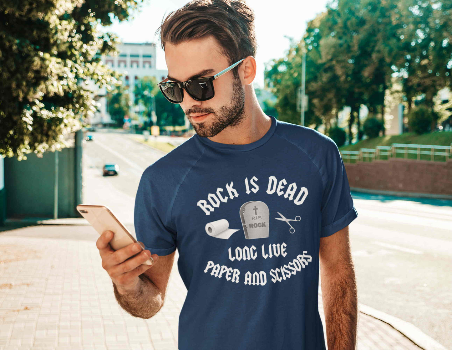 Rock Is Dead. Long Live Paper and Scissors. Short-Sleeve Unisex T-Shirt