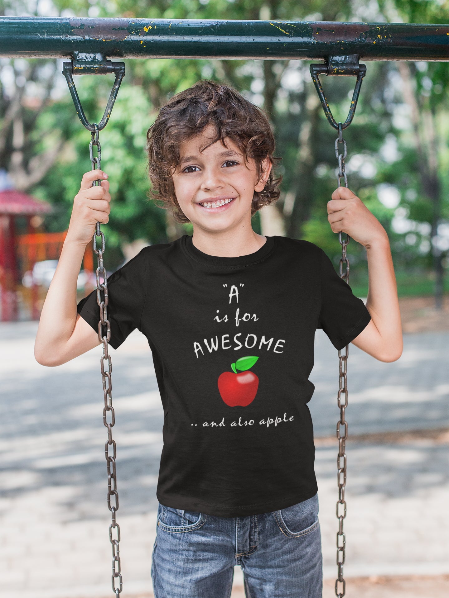 A is for Awesome and also Apple. Kids Heavy Cotton™ Tee