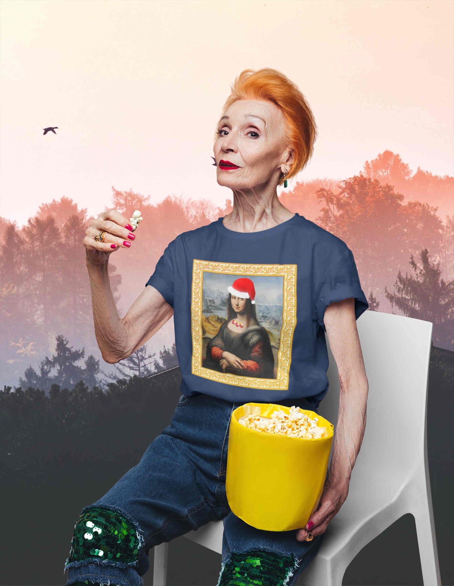 Merry Mona Christmas Short-Sleeve Unisex T-Shirt