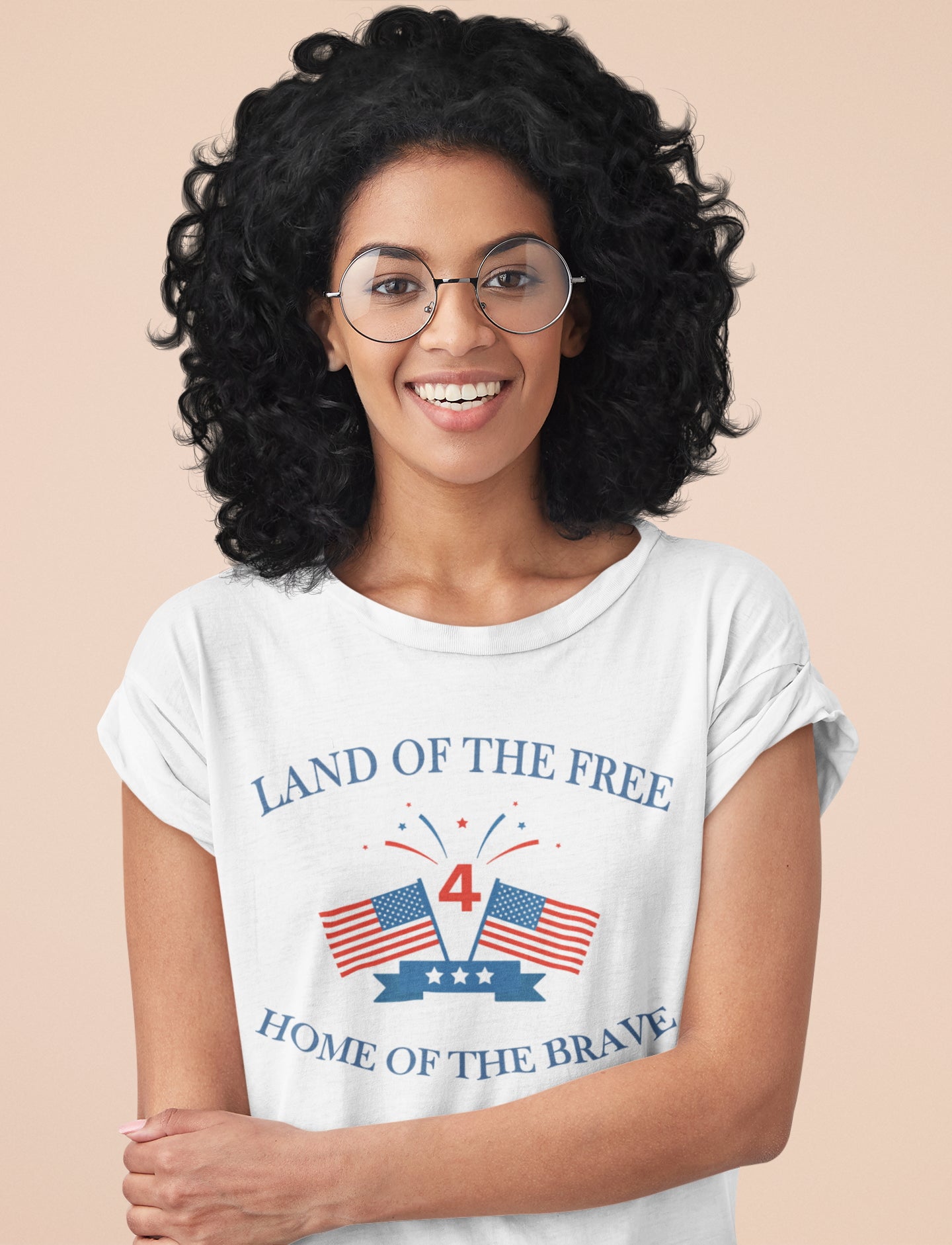 4th of July. Land of the Free, Home of the Brave.   Short-Sleeve Unisex T-Shirt