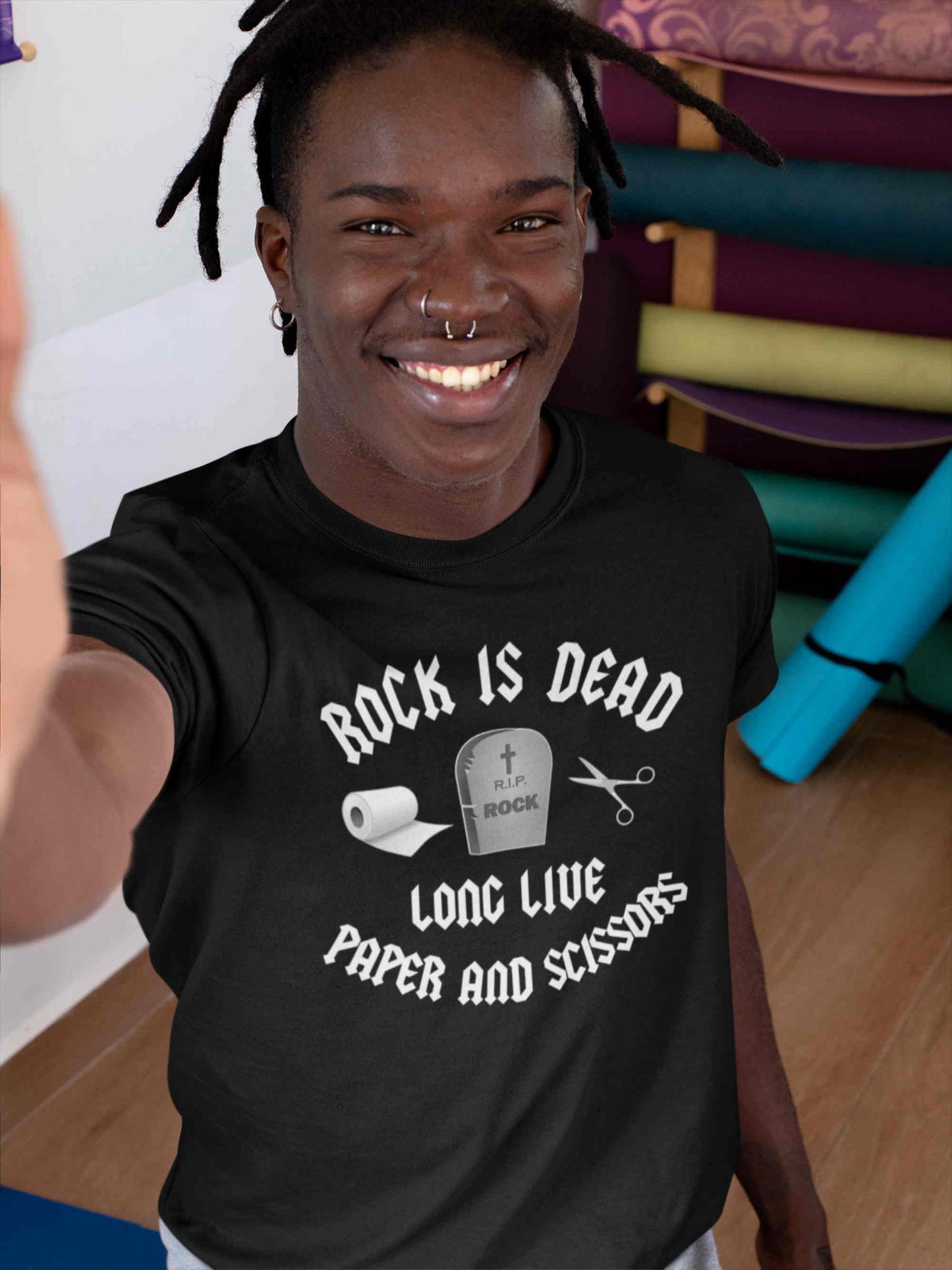 Rock Is Dead. Long Live Paper and Scissors. Short-Sleeve Unisex T-Shirt