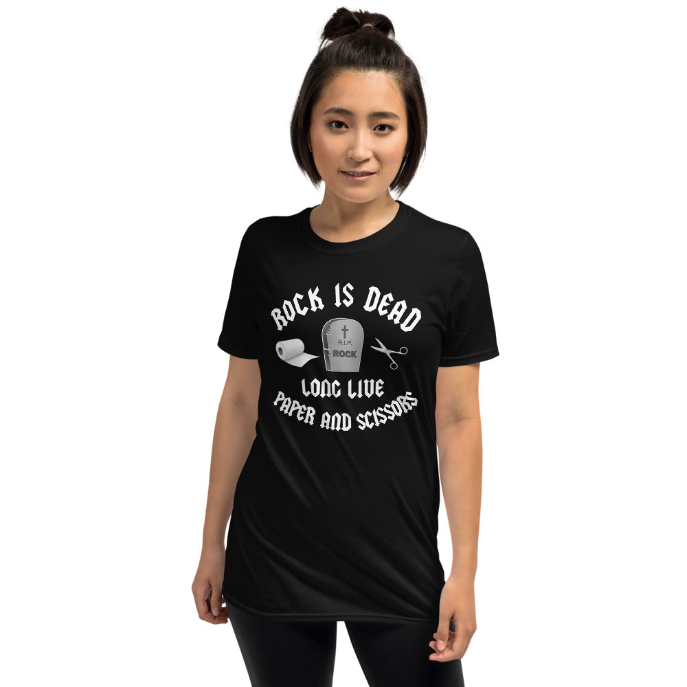 Rock Is Dead. Long Live Paper and Scissors. Short-Sleeve Unisex T-Shirt