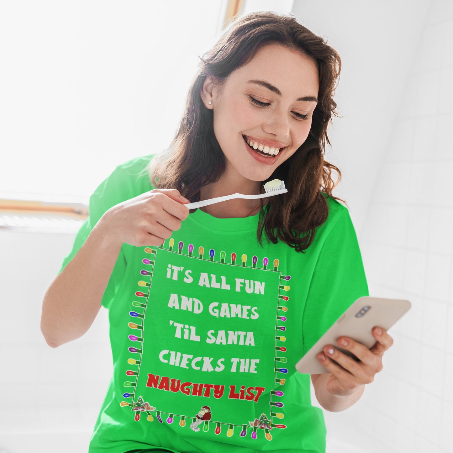 It's All Fun And Games 'Til Santa Checks The Naughty List. Adult T-shirt